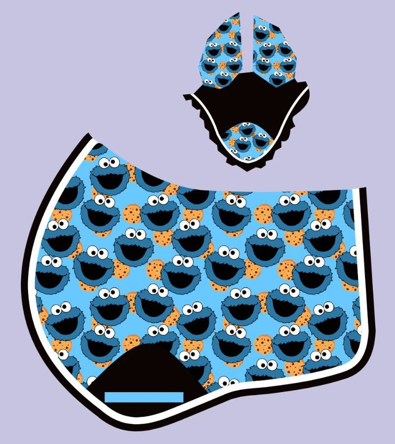 Horse Saddle Pads & Numnahs | Equicare Supplies - Cookie Monster Saddle Pad & Ear Bonnet Matching Set | Shetland to Full