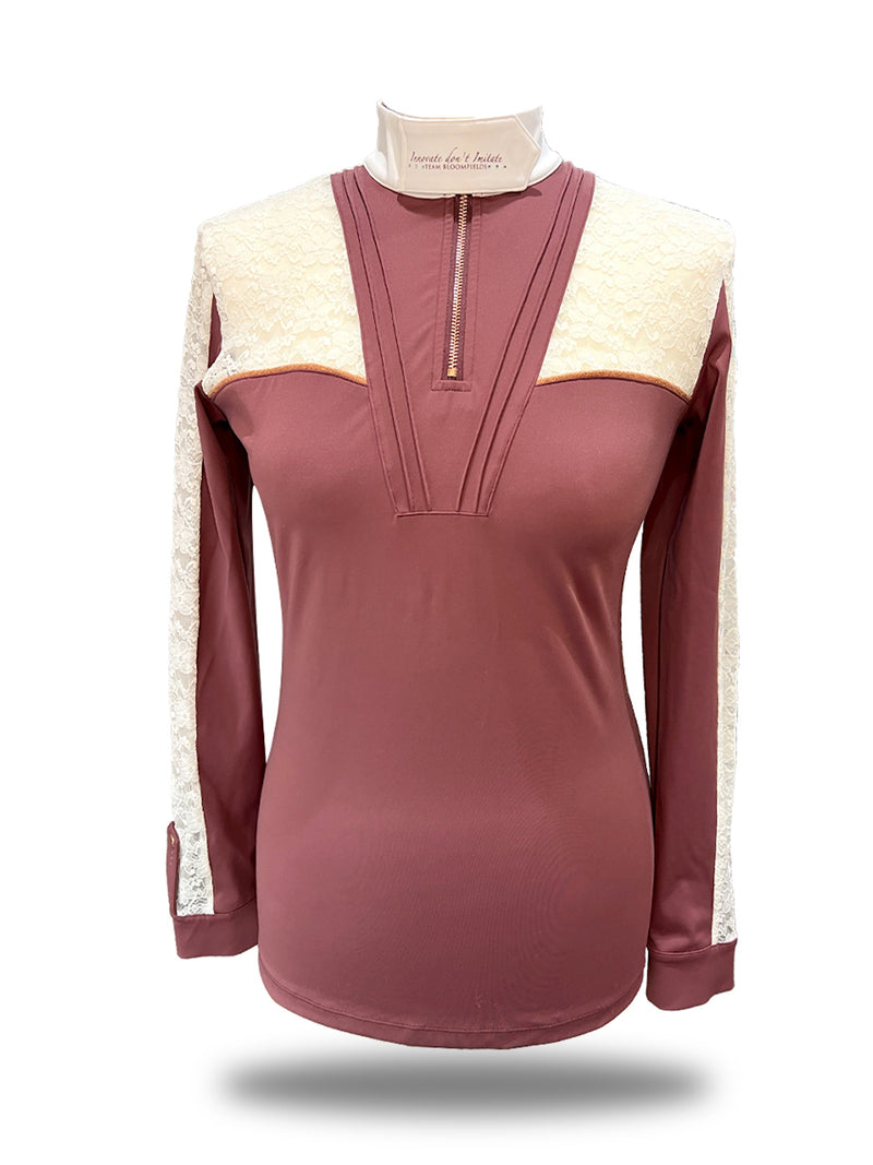 Children's Base Layers & Training Tops - Sophia Burgundy & White Lace Show Shirt