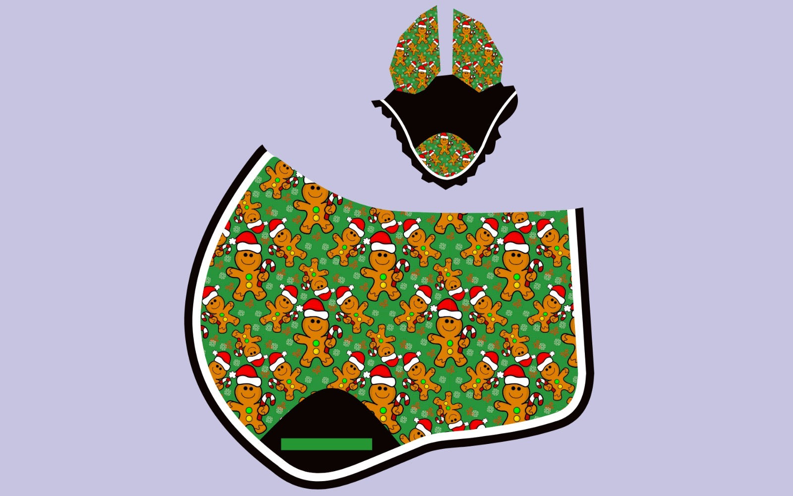 Gary the Gingerbread Saddle Pad & Ear Bonnet Matching Set | Shetland to Full | Pre-Order