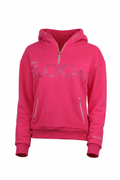 Luna - Rhinestone Logo Hoodie in Hot Pink