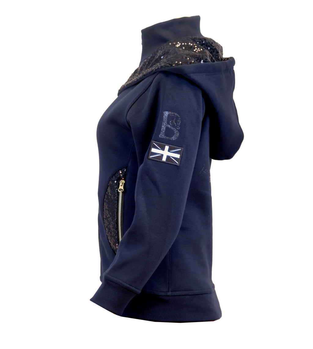 Arabella Navy & Navy Double Collar Hoodie
