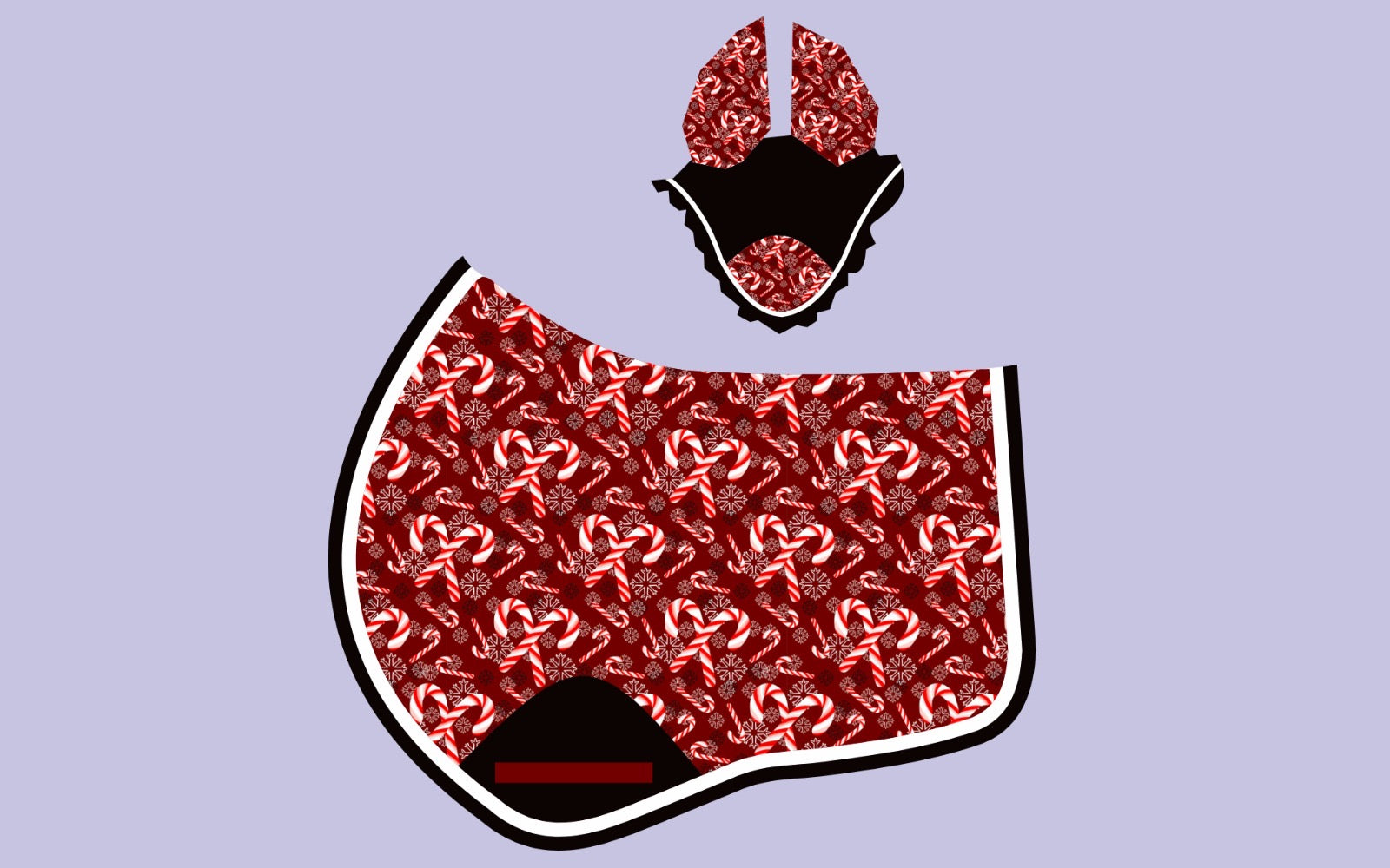 Carl the Candy Cane Saddle Pad & Ear Bonnet Matching Set | Shetland to Full | Pre-Order