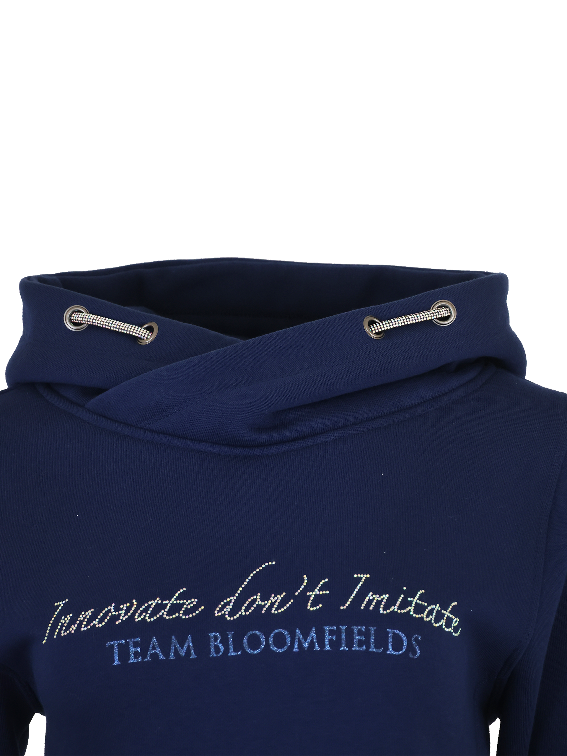 Kids Amelia Navy & Silver Rhinestones Cross Necked Hoodie
