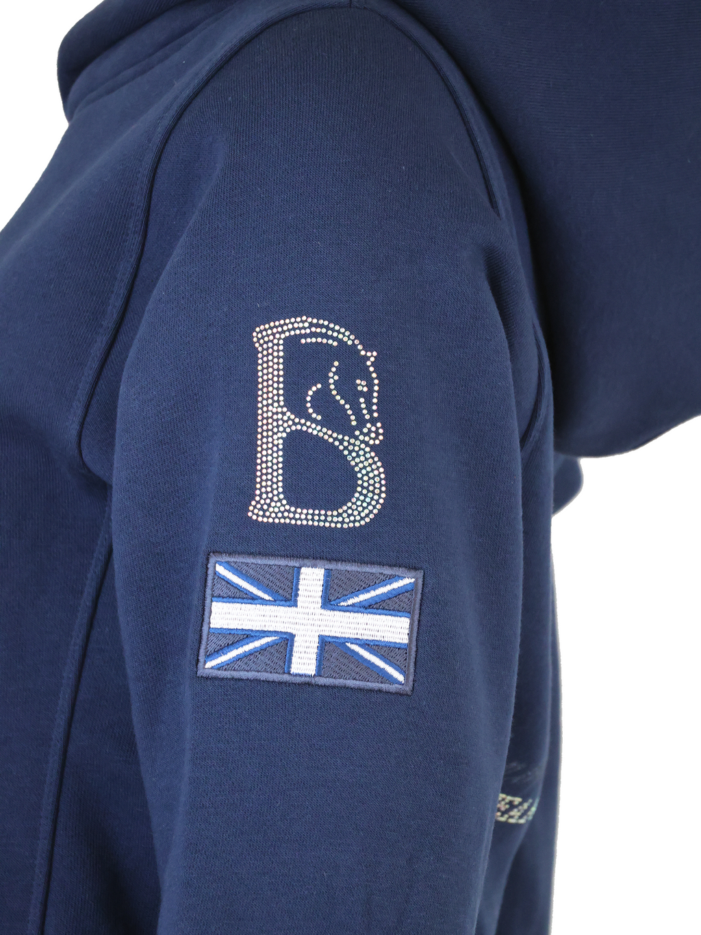 Amelia Navy & Silver Rhinestone Cross Necked Adult's Hoodie