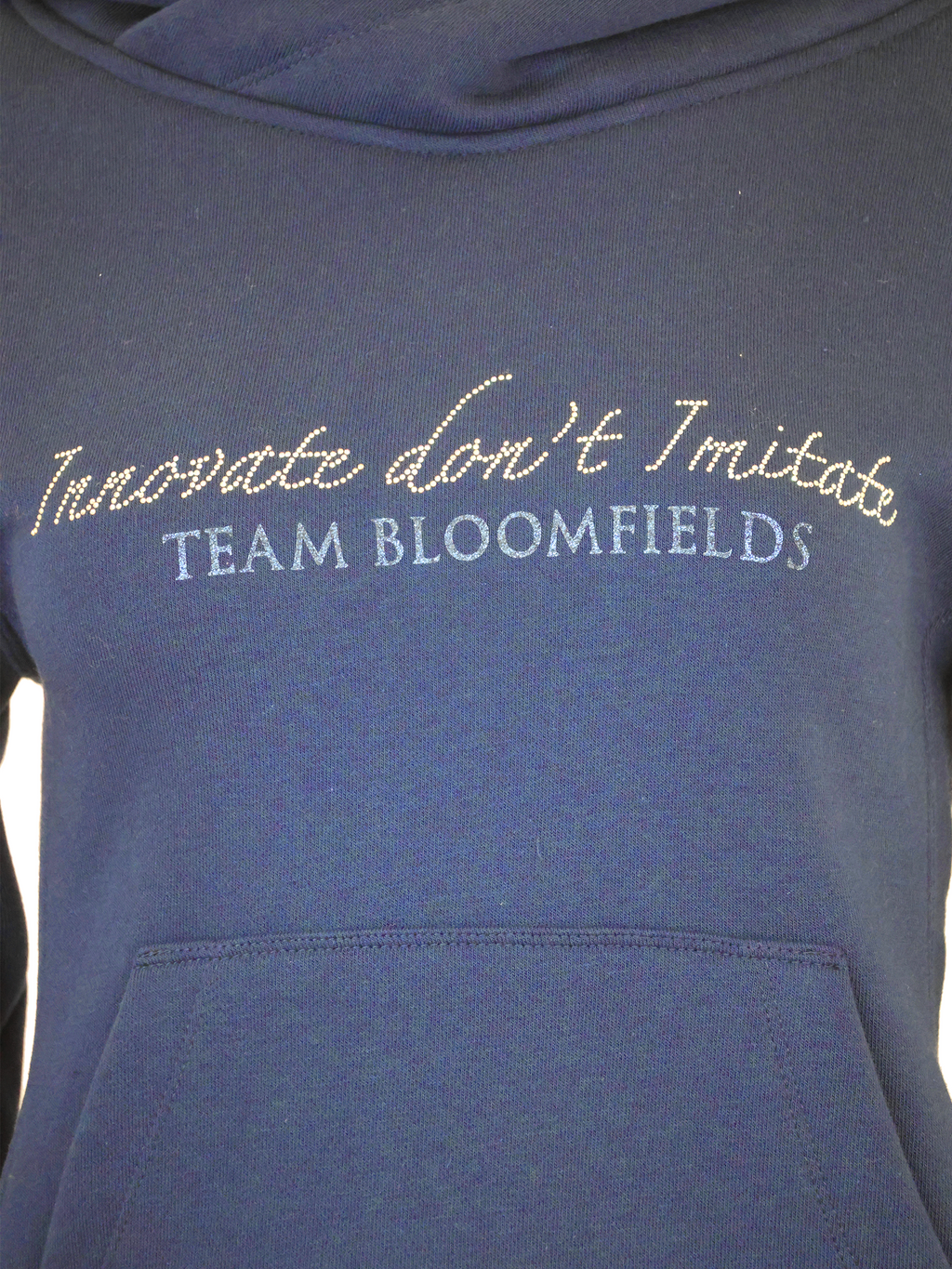 Kids Amelia Navy & Silver Rhinestones Cross Necked Hoodie