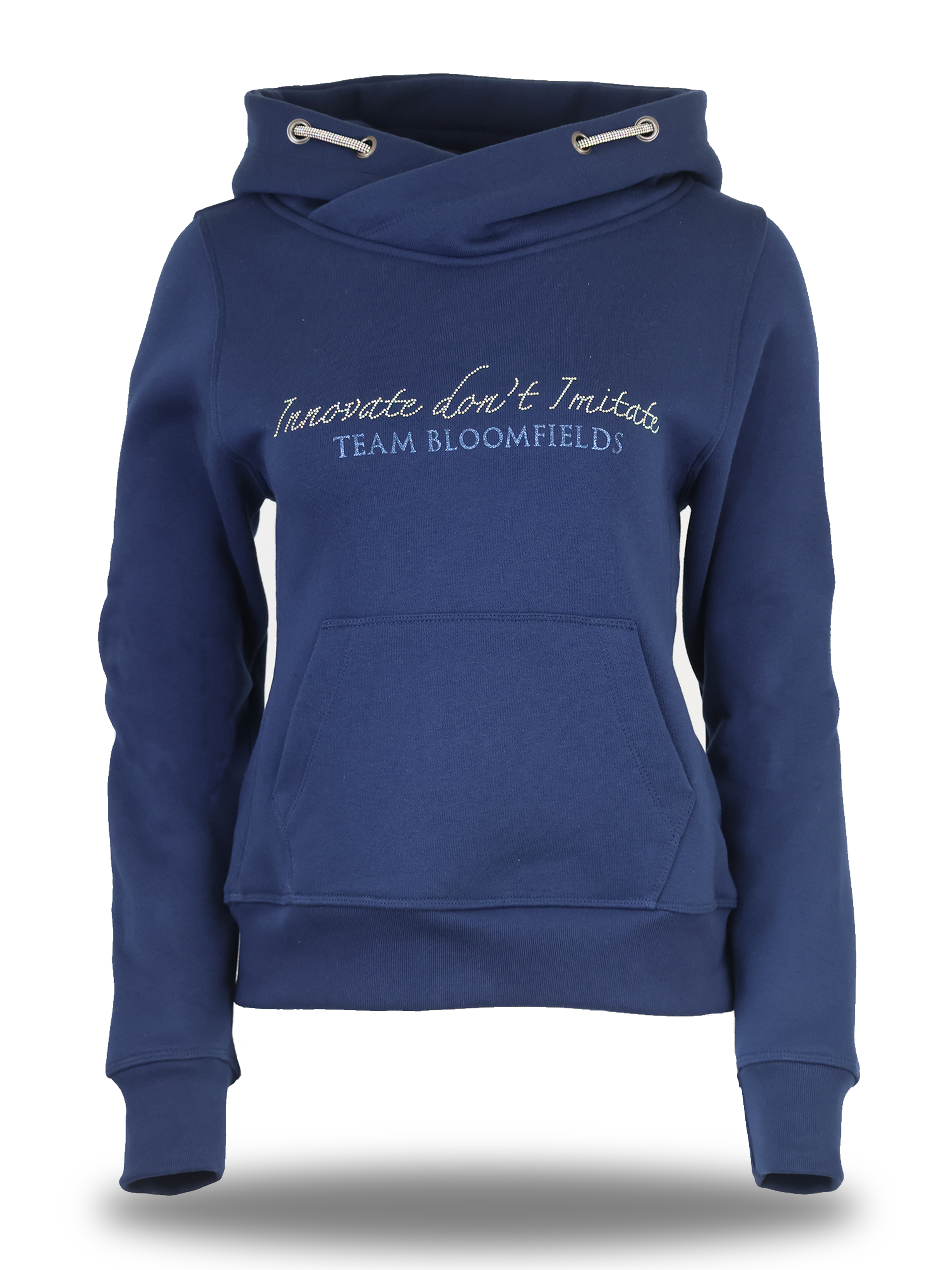Amelia Navy & Silver Rhinestone Cross Necked Adult's Hoodie