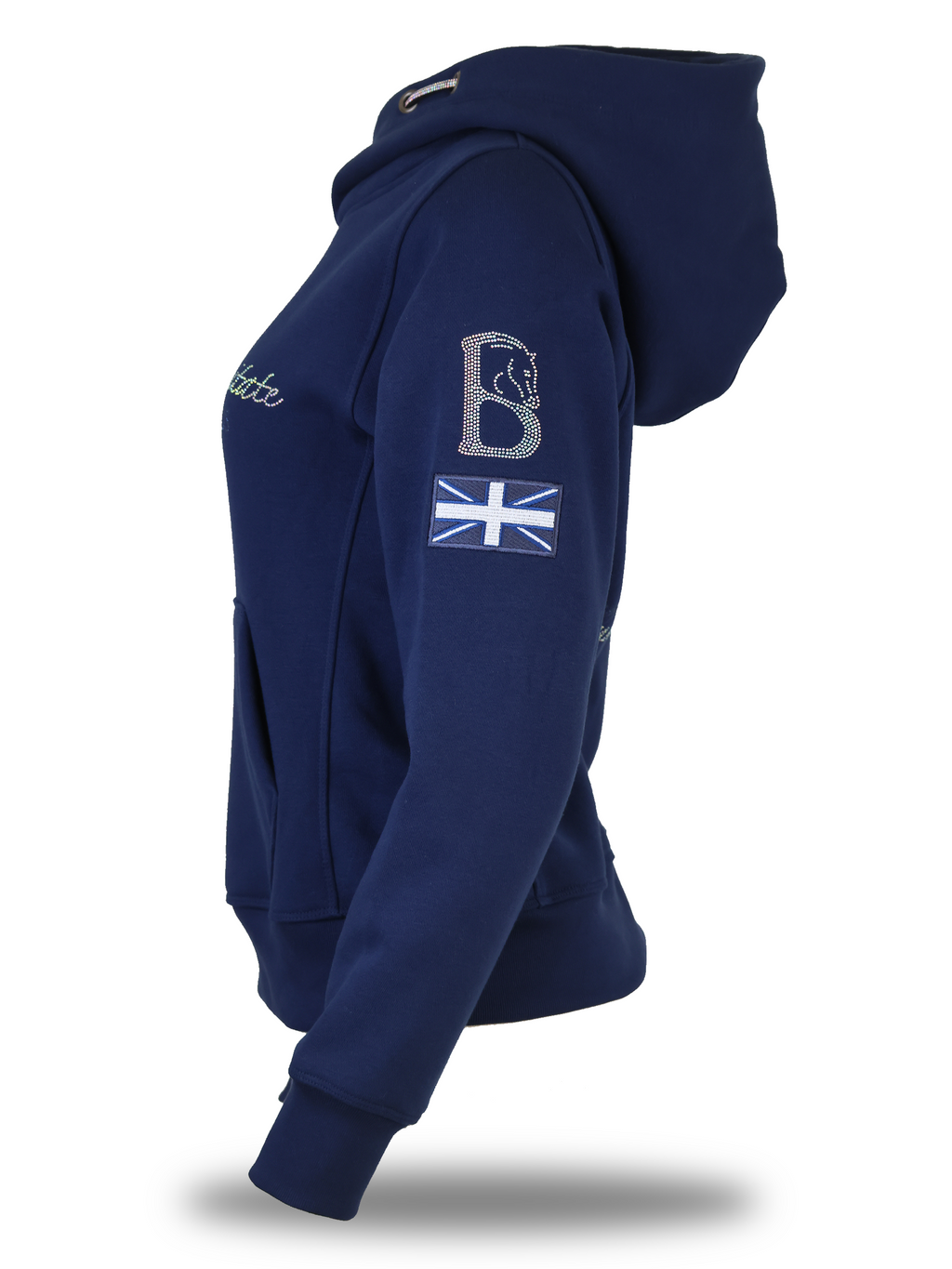 Amelia Navy & Silver Rhinestone Cross Necked Adult's Hoodie