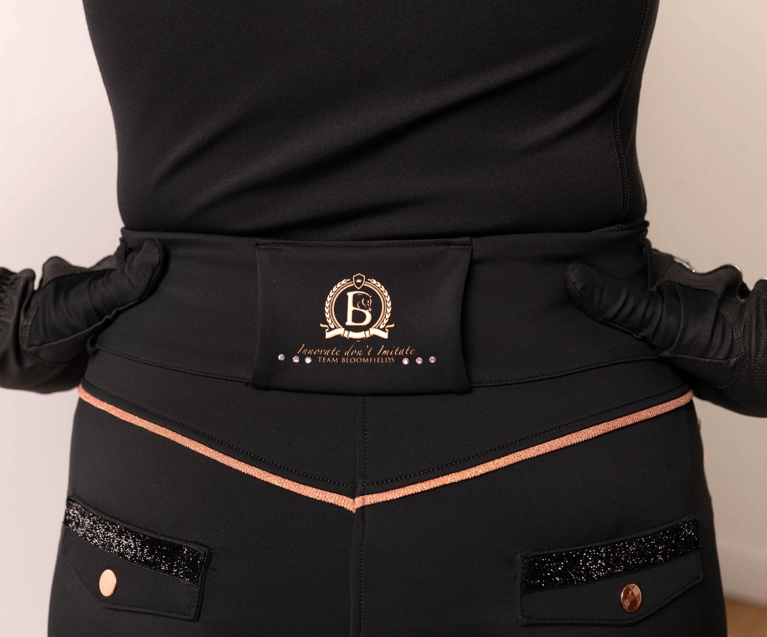 Inca Black Breeches With Rose Gold & Diamanté Detailing