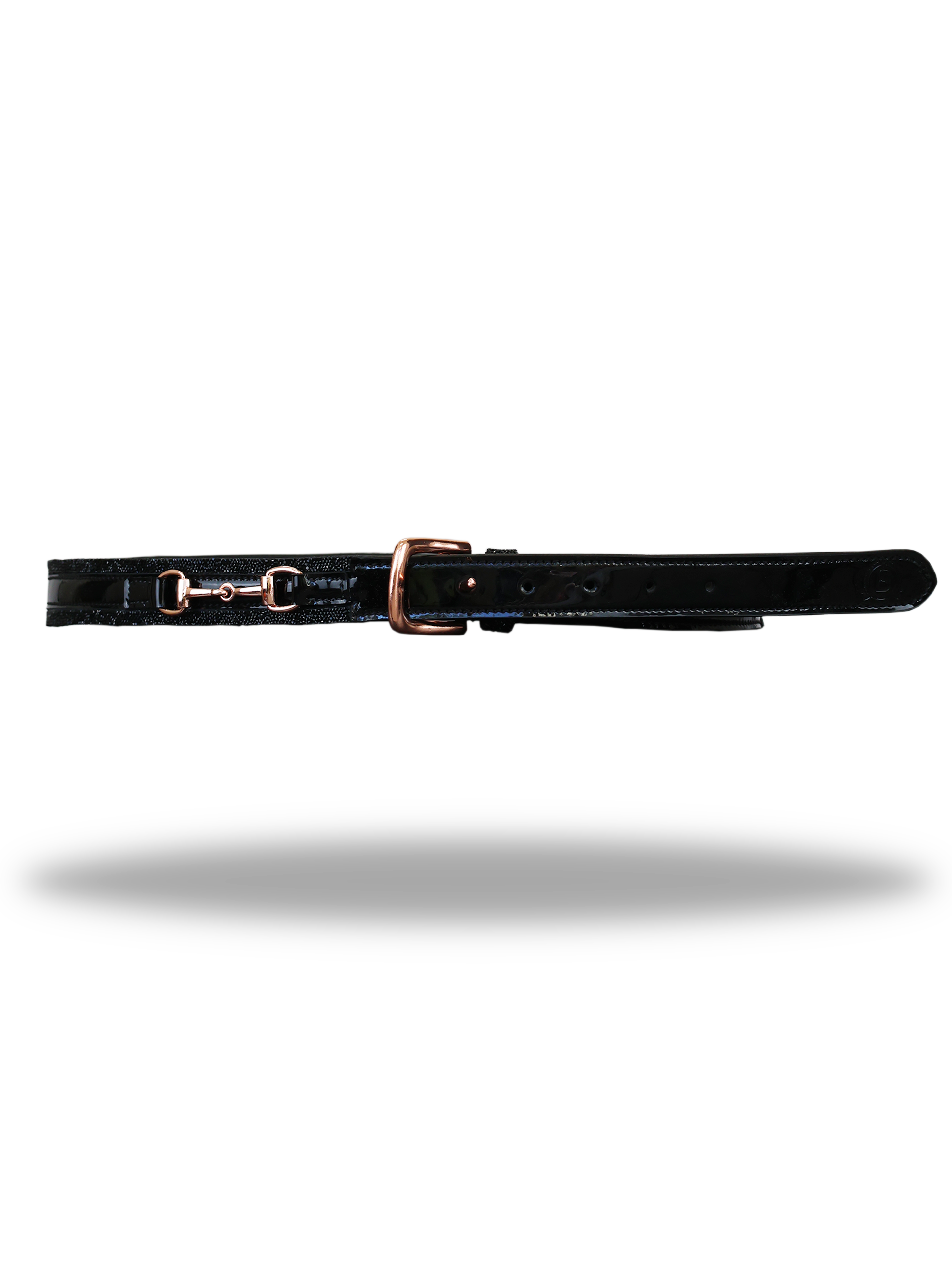 Black Glitter Leather Belt – Gold Hardware