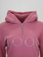 Kids Luna - Rhinestone Logo Hoodie in Dusty Rose