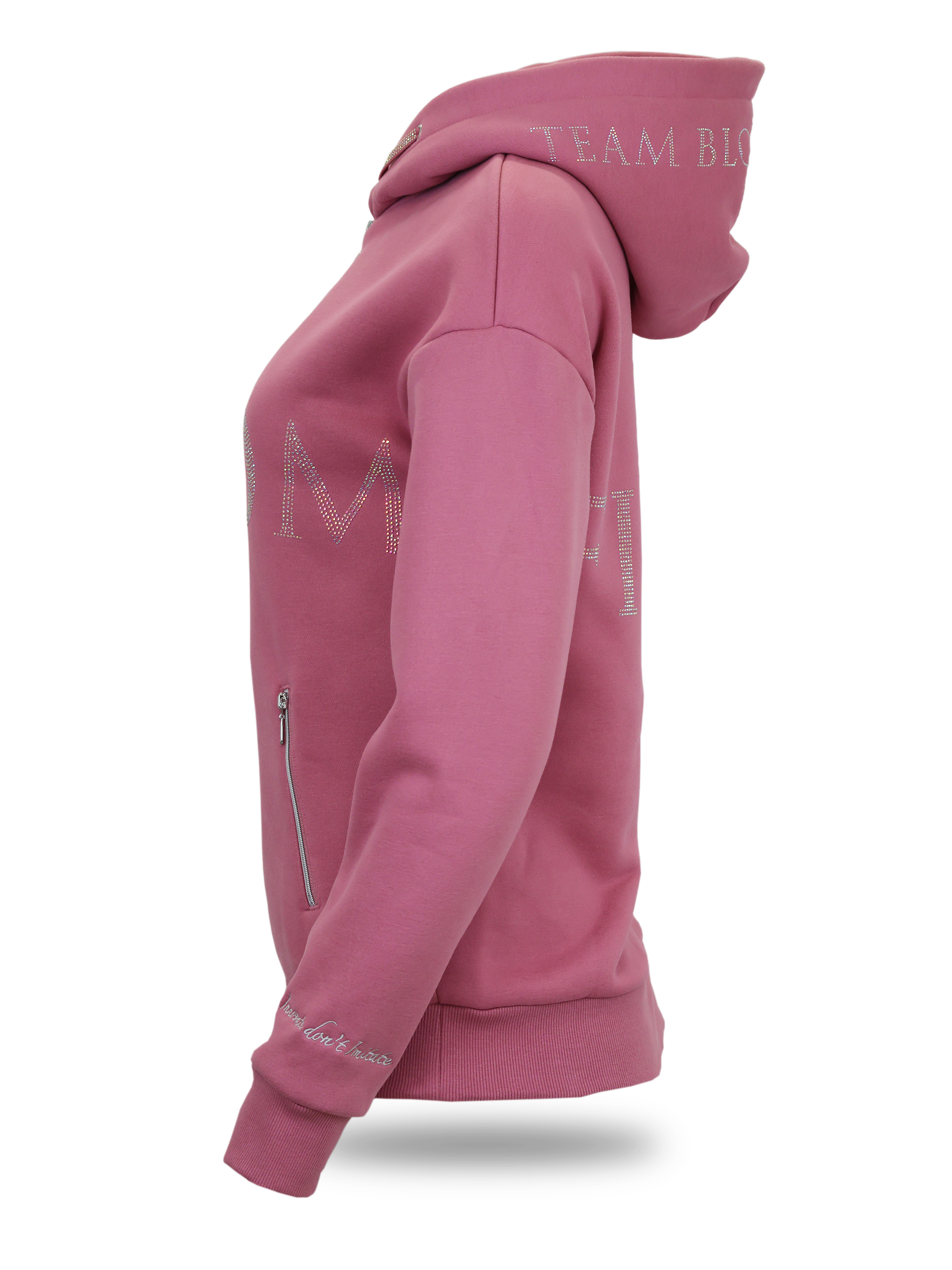Luna - Rhinestone Logo Hoodie in Dusty Rose