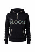 Luna - Rhinestone Logo Hoodie in Black & Silver