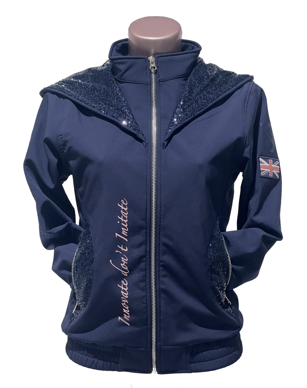 Kids Freya Navy Double Collar Showerproof Jacket