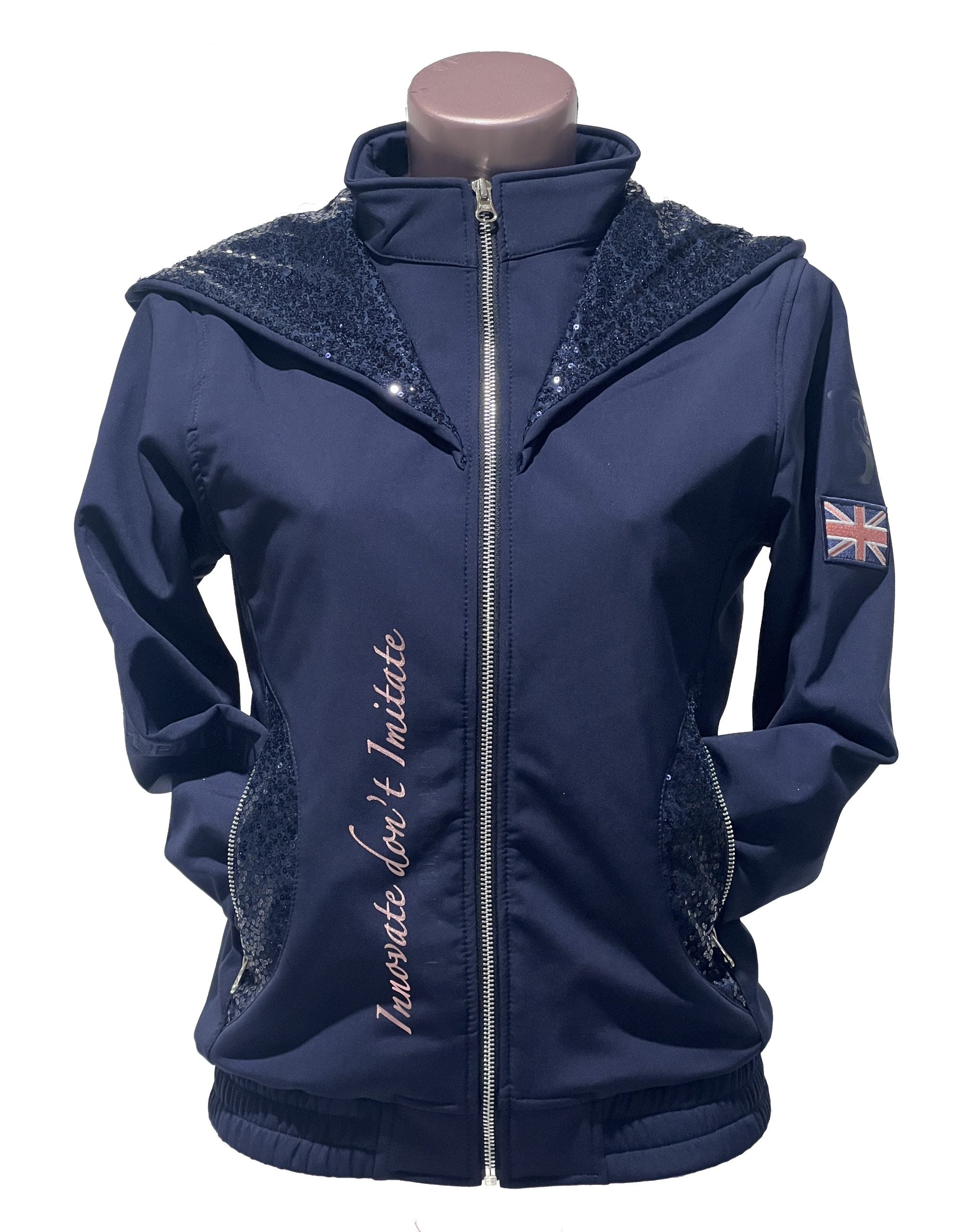 Kids Freya Navy Double Collar Showerproof Jacket