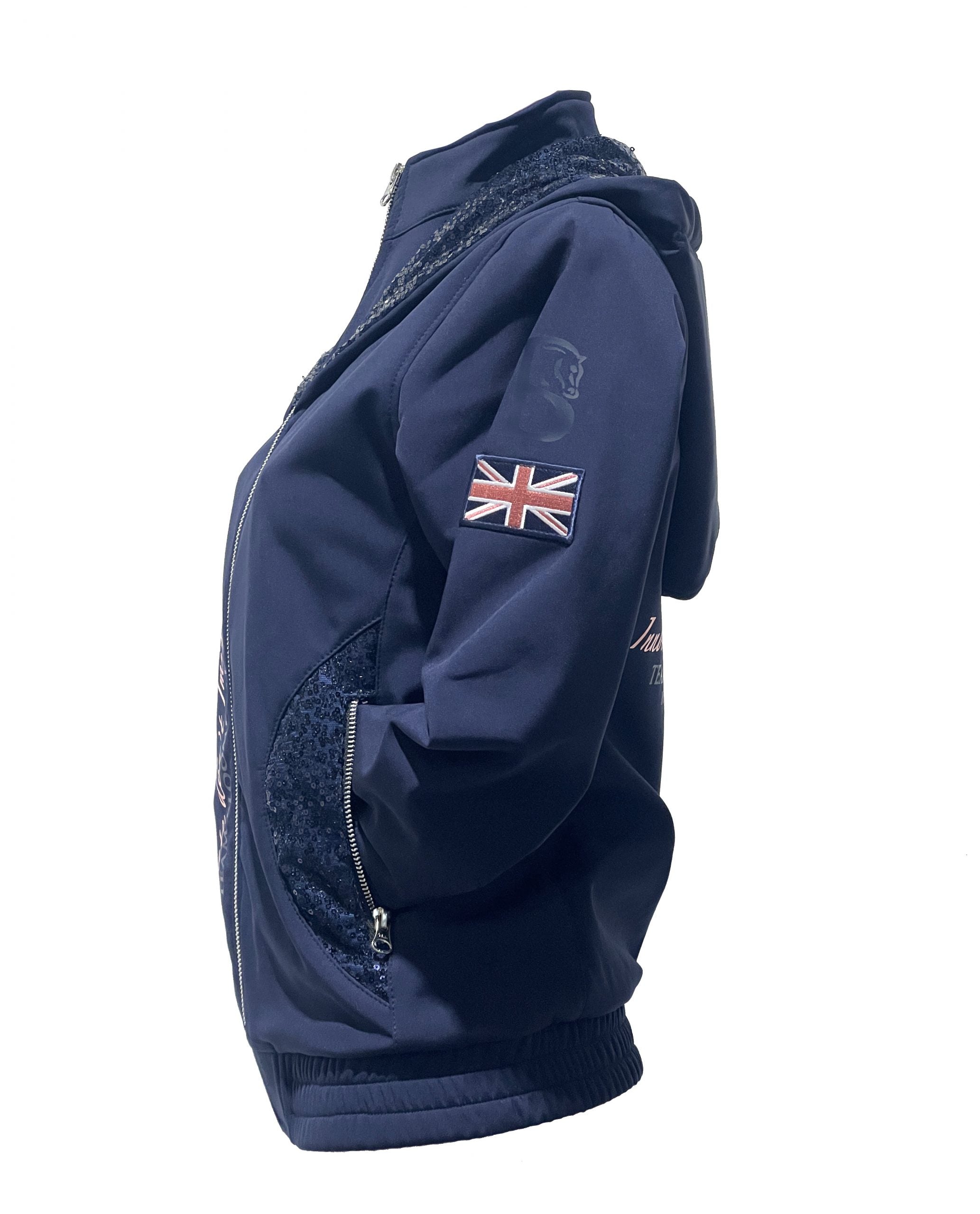 Kids Freya Navy Double Collar Showerproof Jacket