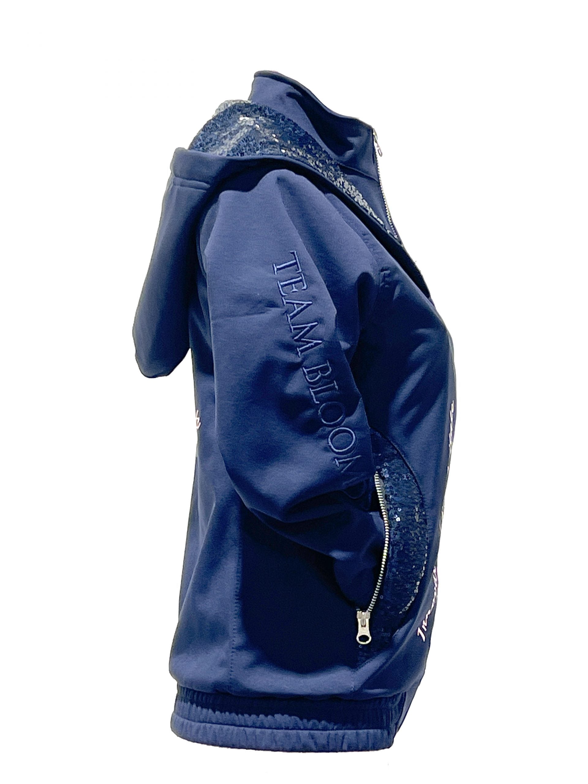 Kids Freya Navy Double Collar Showerproof Jacket