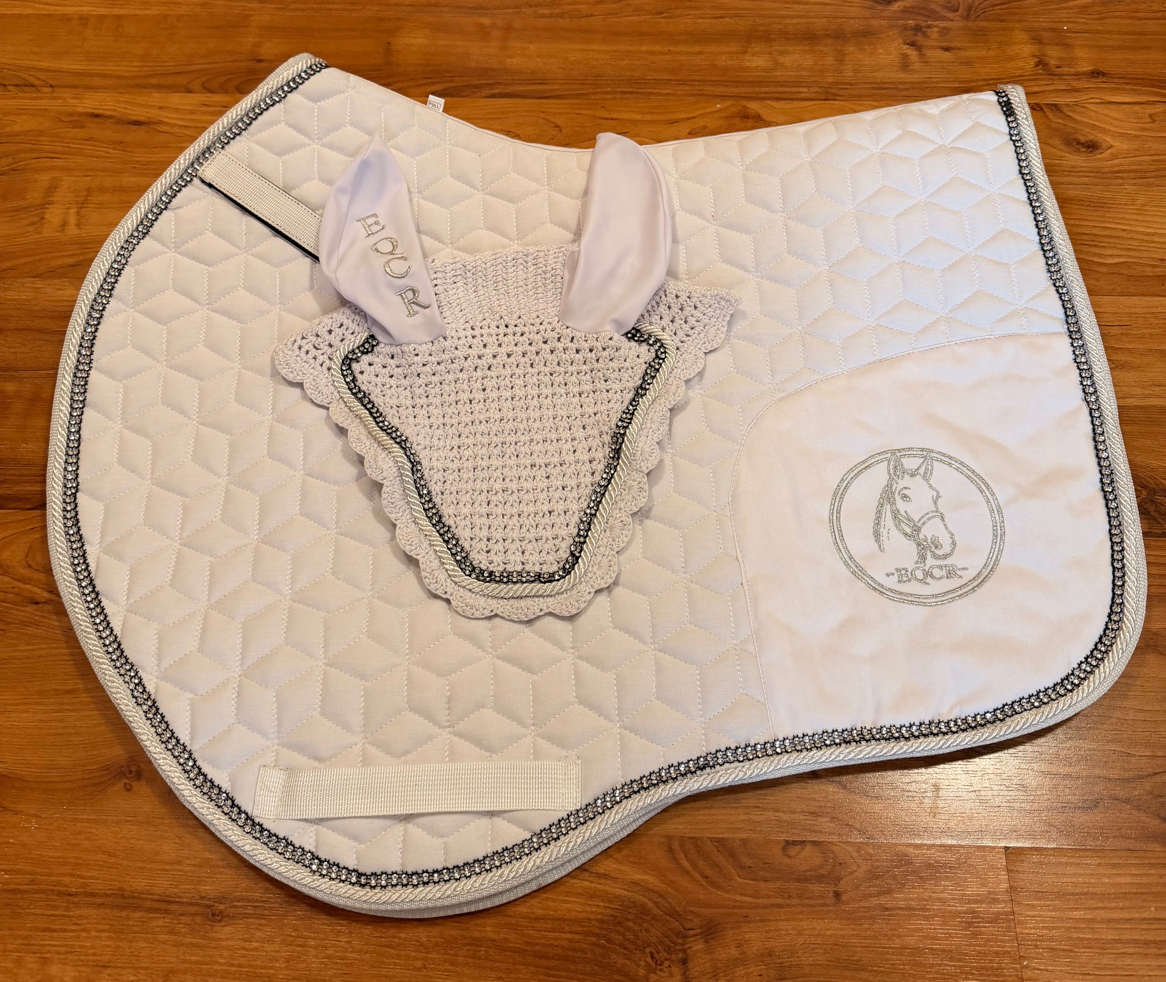EQCR Crystal Saddle Pad & Fly Veil Set