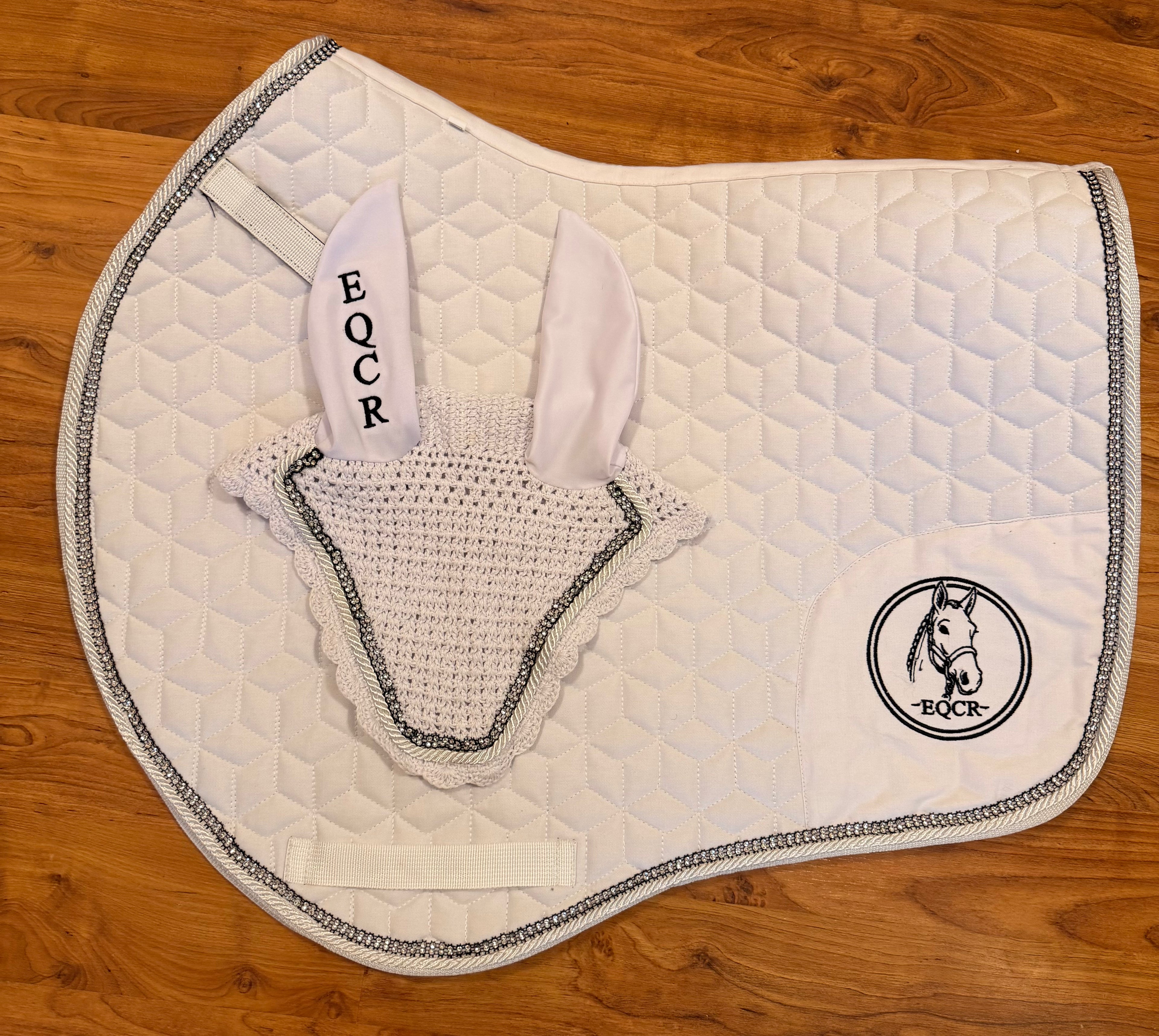 EQCR Crystal Saddle Pad & Fly Veil Set