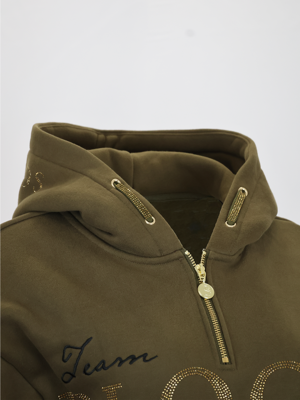 Luna - Rhinestone Logo Hoodie in Olive