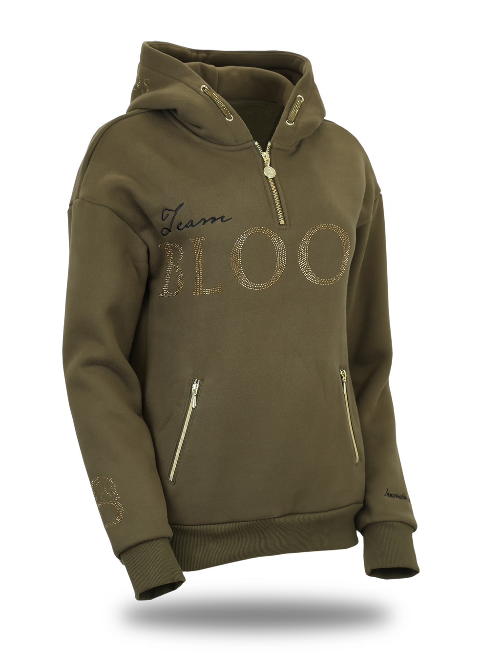Luna - Rhinestone Logo Hoodie in Olive