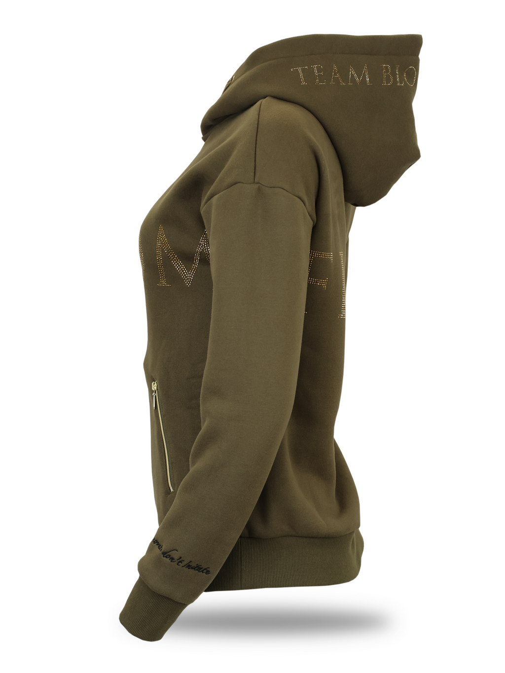 Luna - Rhinestone Logo Hoodie in Olive