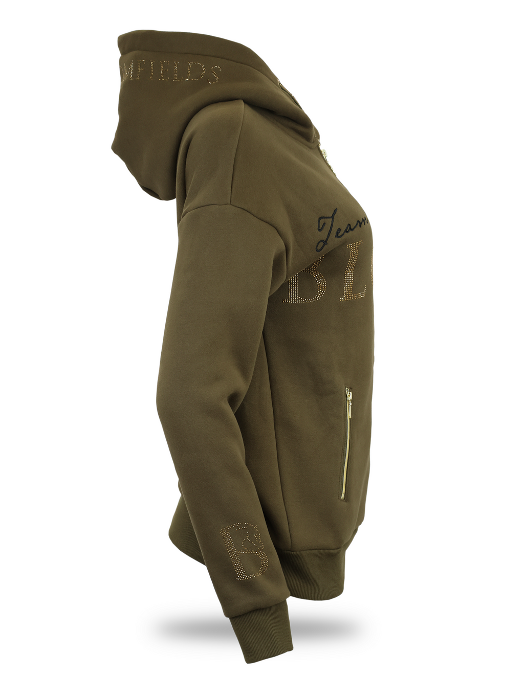 Luna - Rhinestone Logo Hoodie in Olive