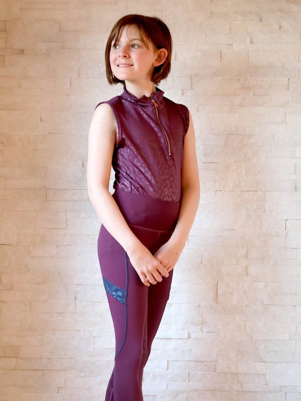 Kids Leonora Plum Sleeveless Base Layer
