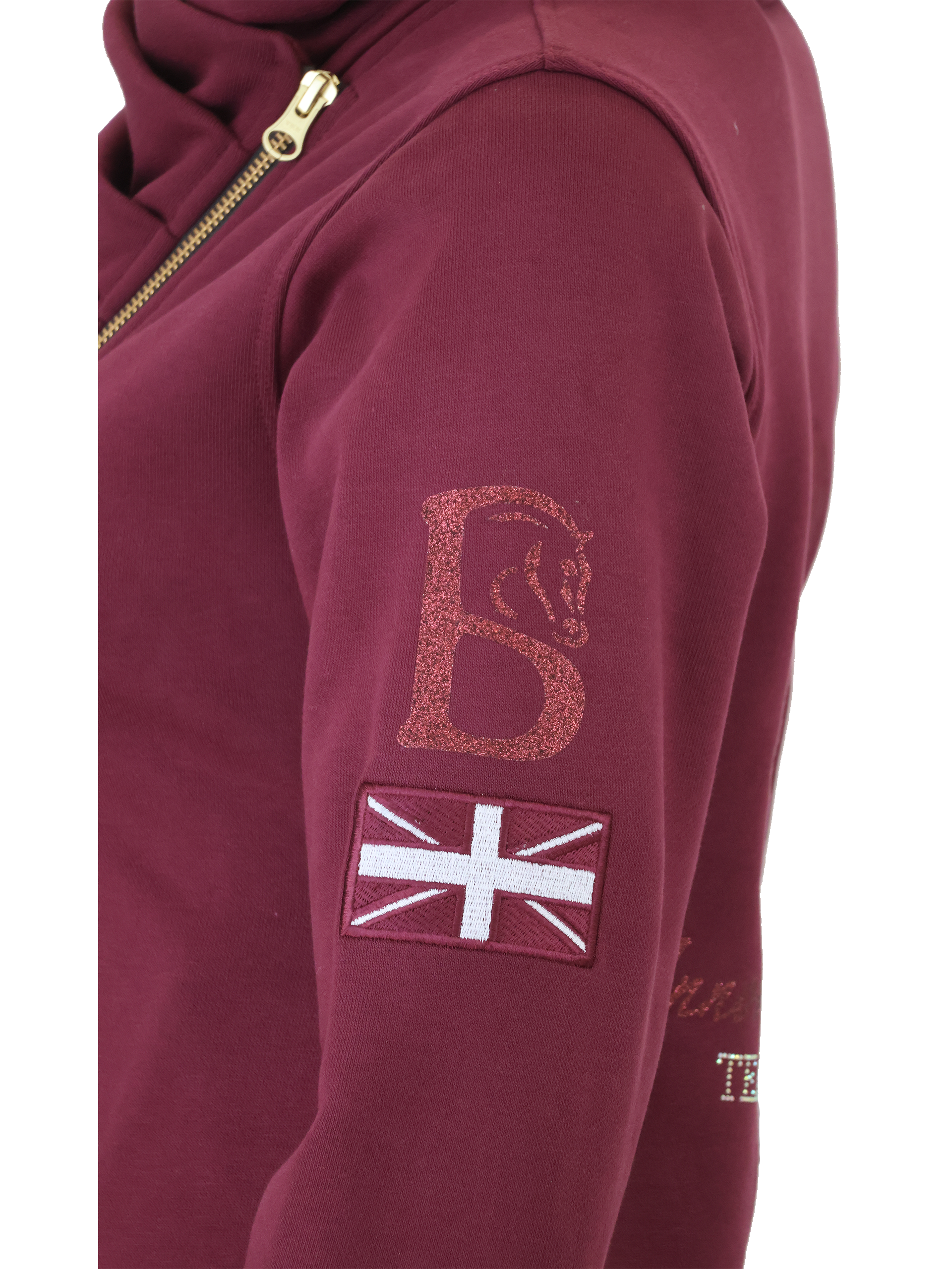 Kids Sabrina Burgundy & Rhinestones Ruffle Collar Top