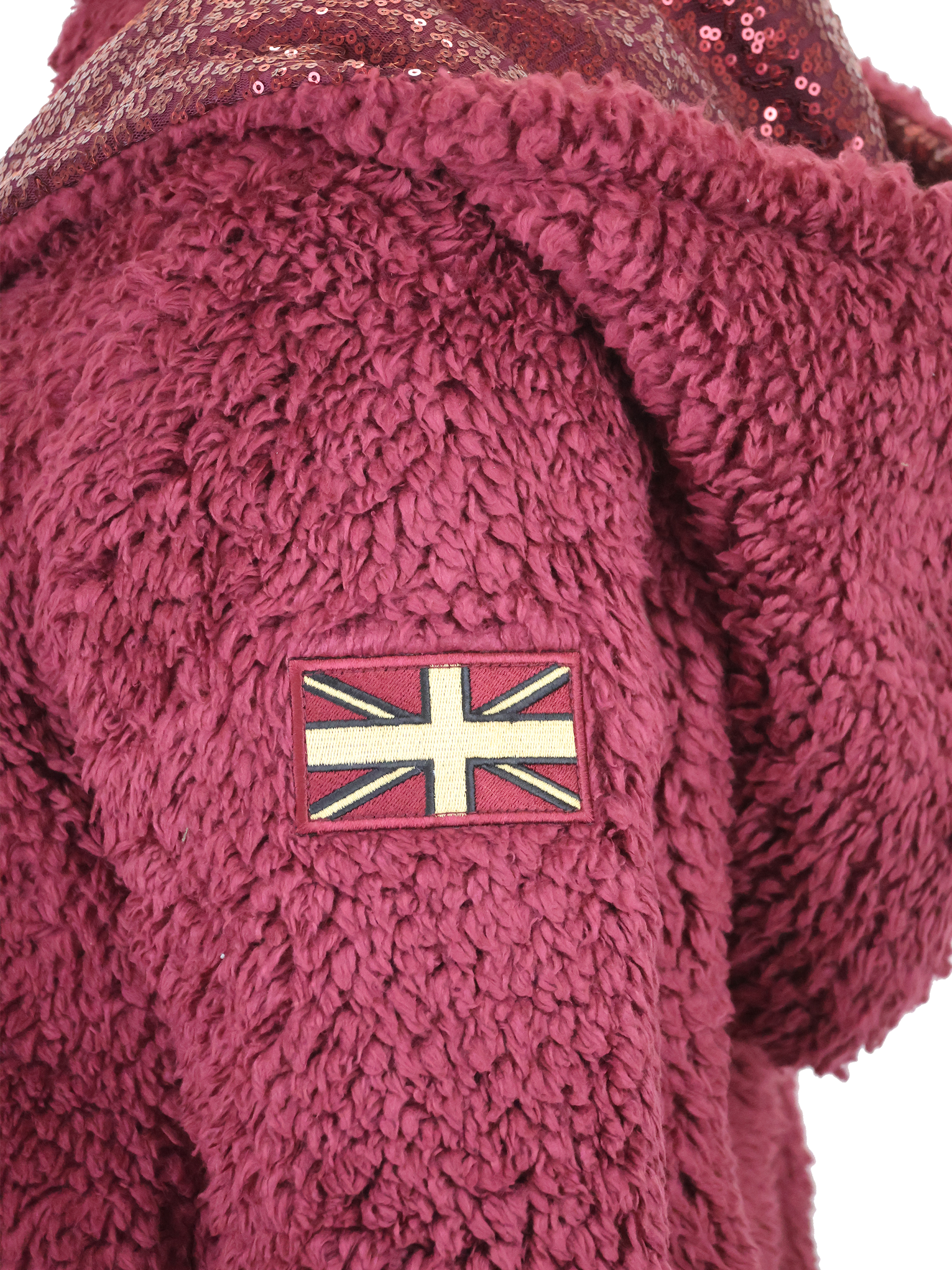 Kids Taggie Burgundy Double Collar Teddybear Fleece