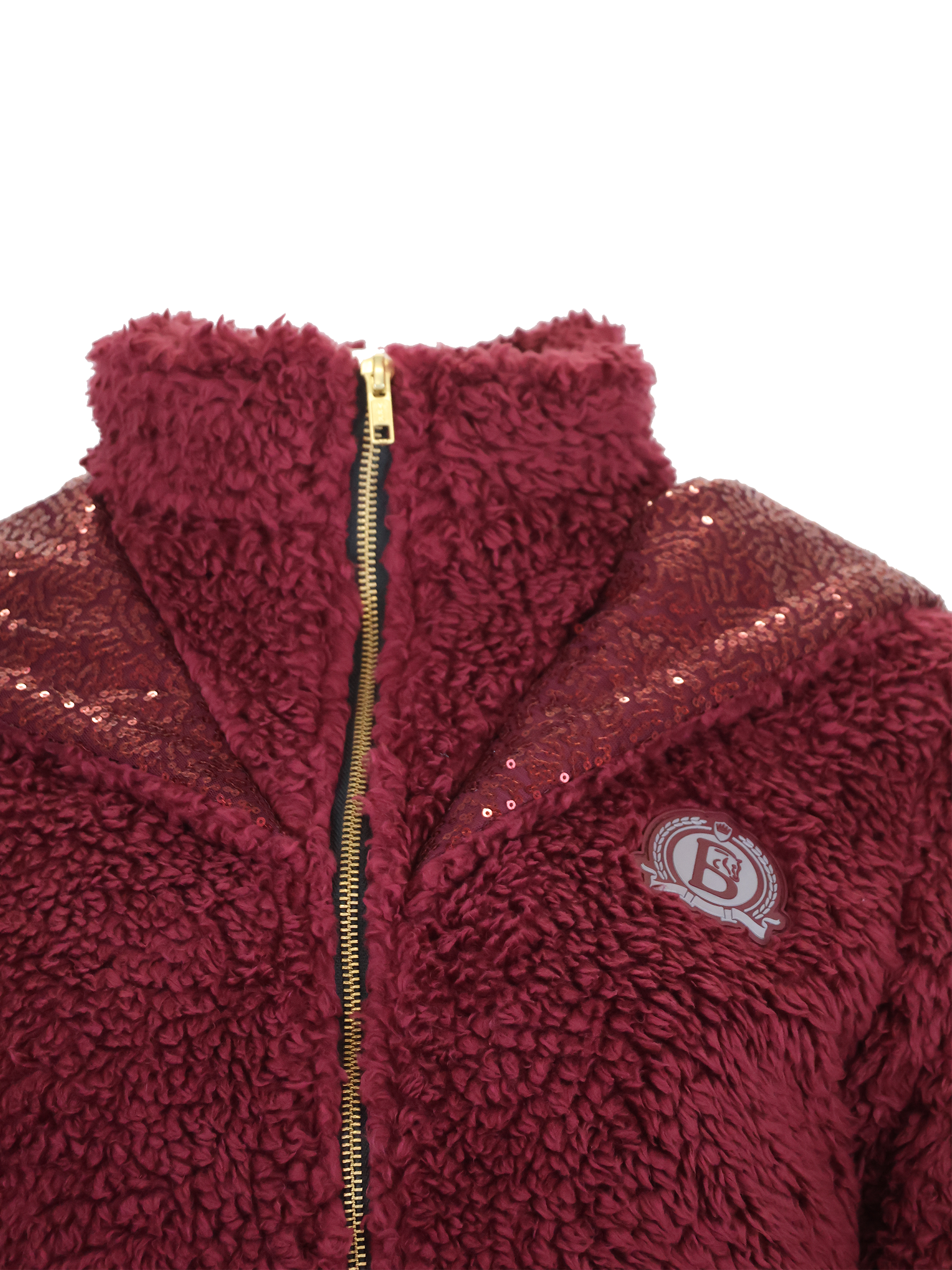 Kids Taggie Burgundy Double Collar Teddybear Fleece