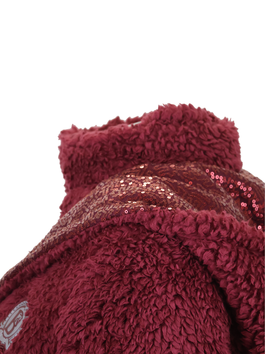 Kids Taggie Burgundy Double Collar Teddybear Fleece