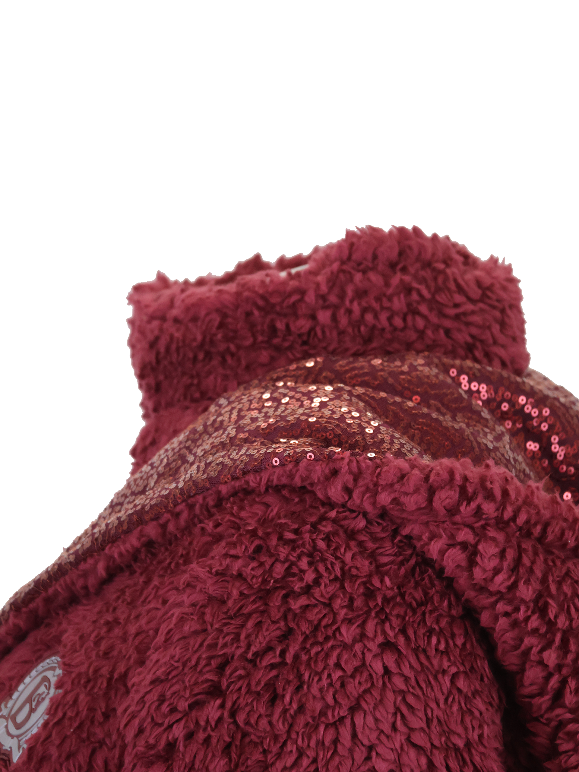 Kids Taggie Burgundy Double Collar Teddybear Fleece
