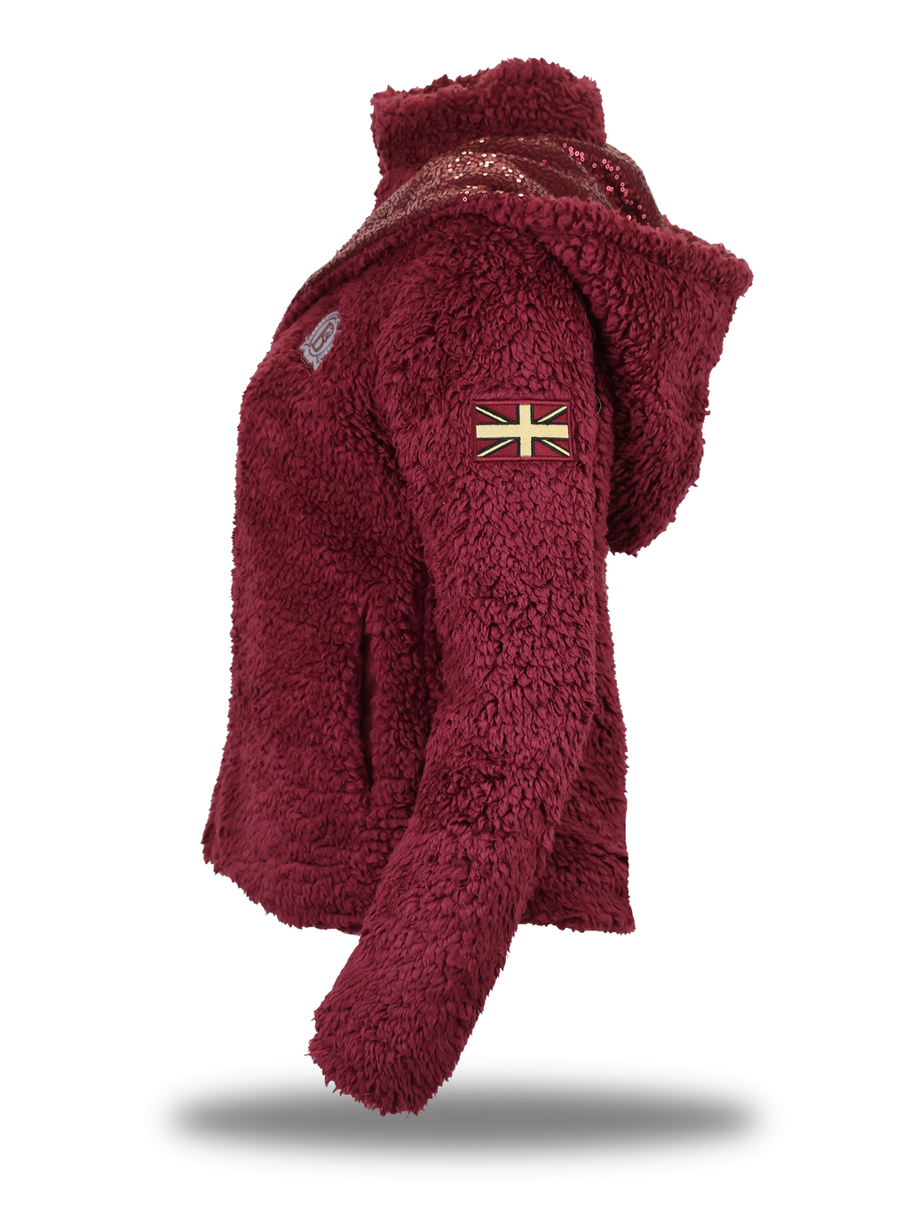 Kids Taggie Burgundy Double Collar Teddybear Fleece