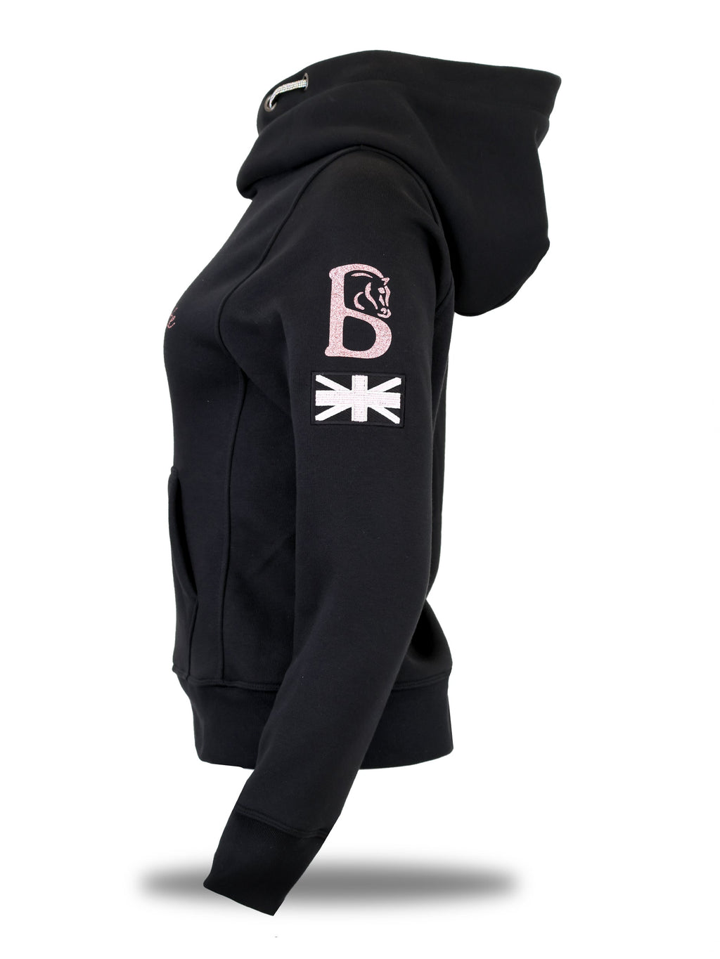 Amelia Black & Pink Cross Necked Hoodie
