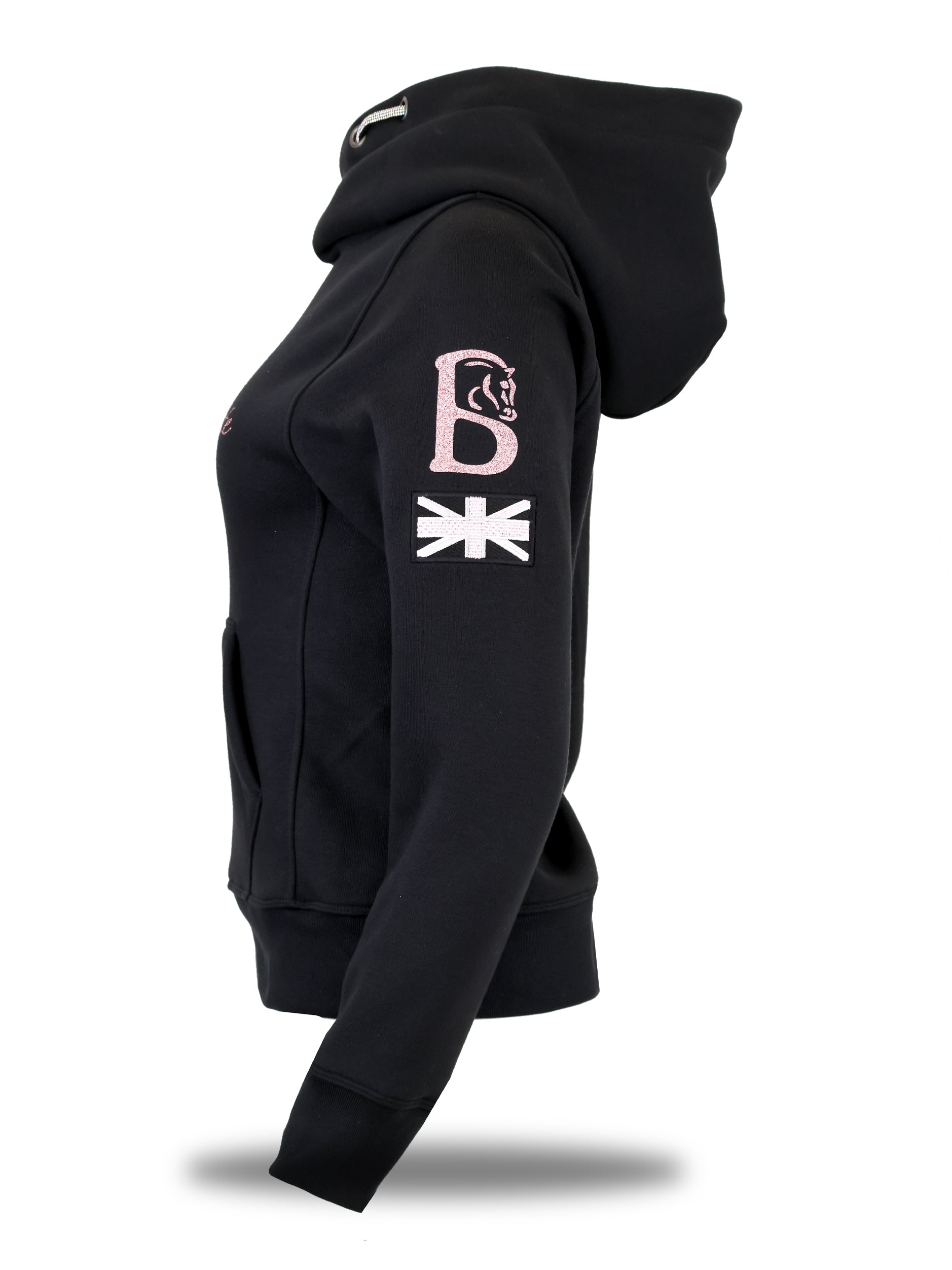 Amelia Black & Pink Cross Necked Hoodie