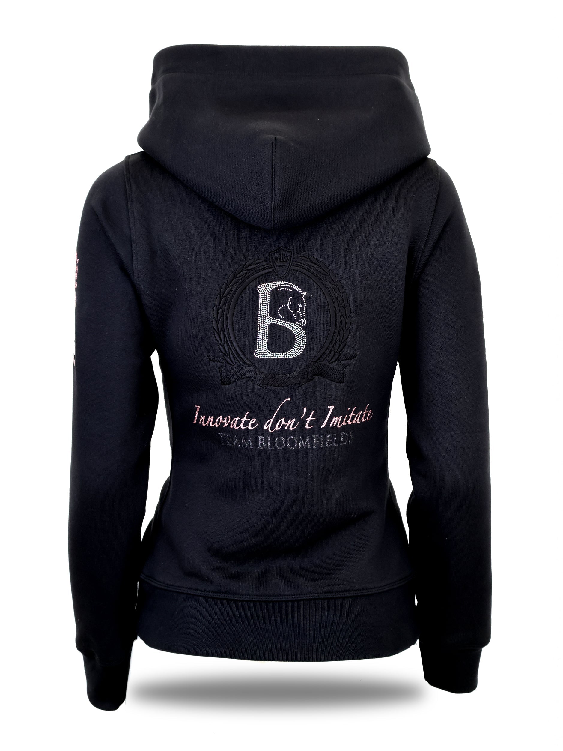 Amelia Black & Pink Cross Necked Hoodie
