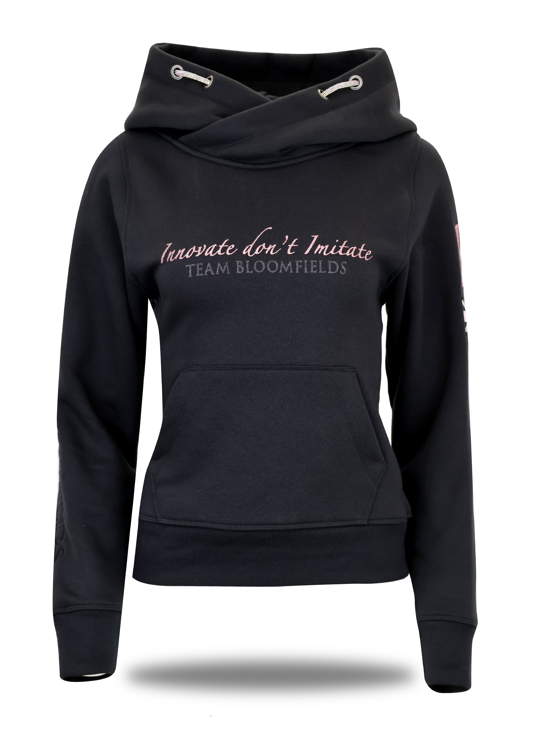 Amelia Black & Pink Cross Necked Hoodie