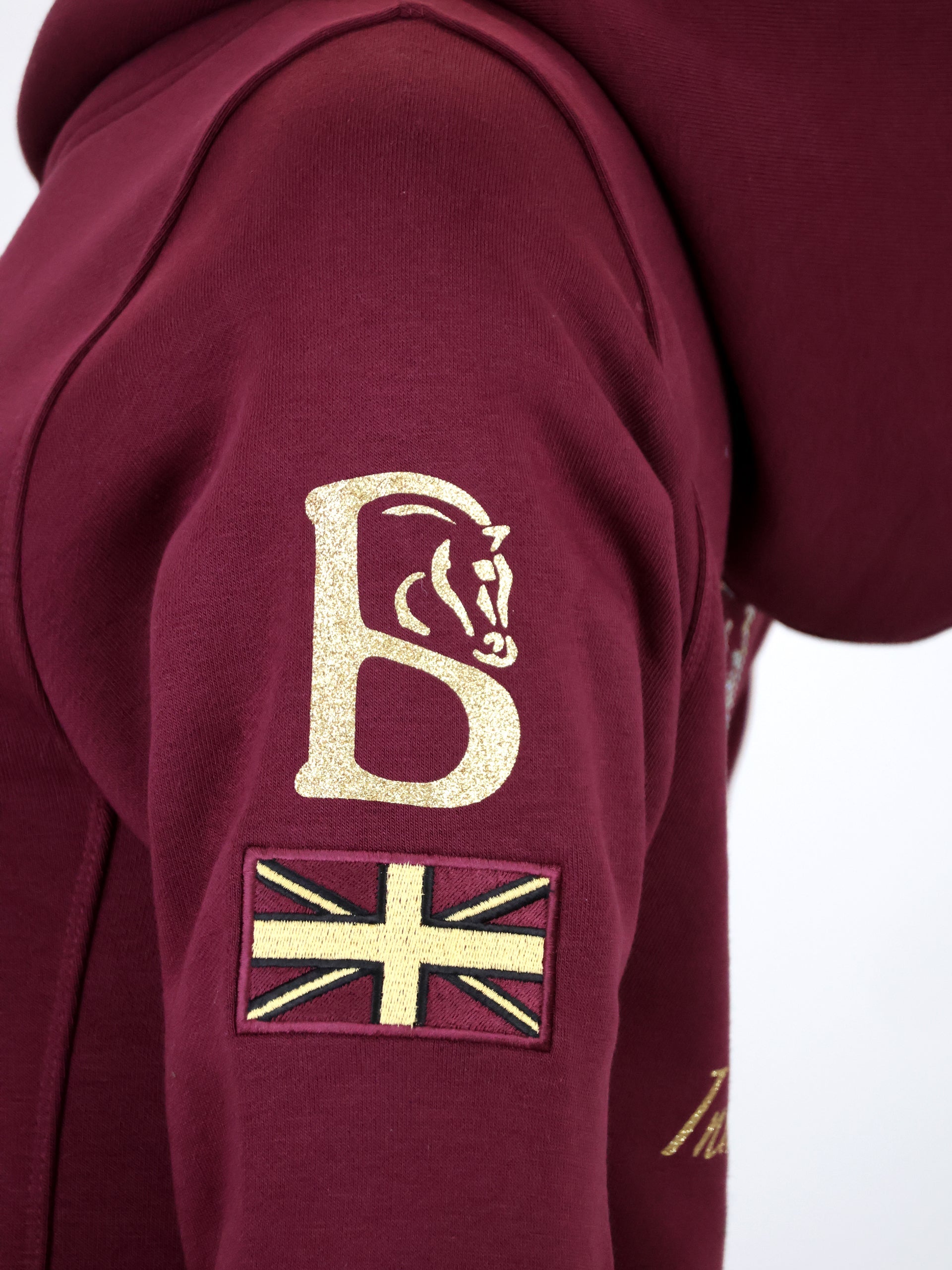 Amelia Burgundy & Gold Necked Hoodie