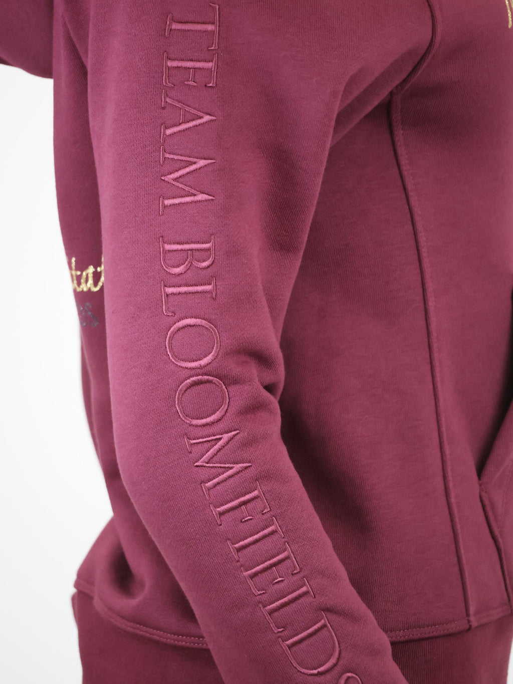 Amelia Burgundy & Gold Necked Hoodie