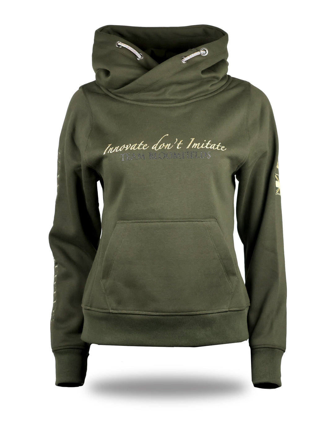 Amelia Olive & Gold Cross Necked Hoodie