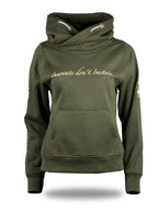 Amelia Olive & Gold Cross Necked Hoodie