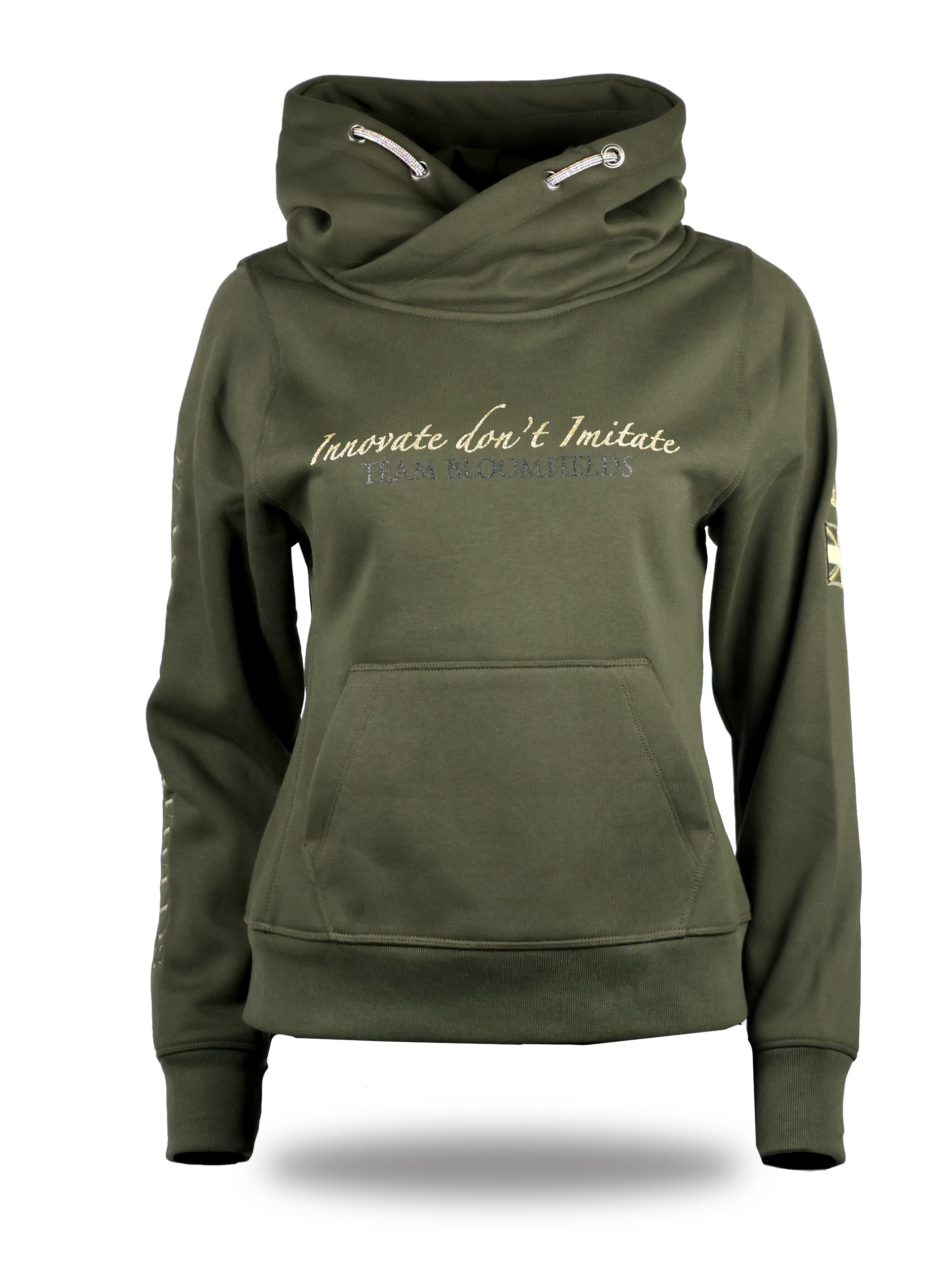 Amelia Olive & Gold Cross Necked Hoodie
