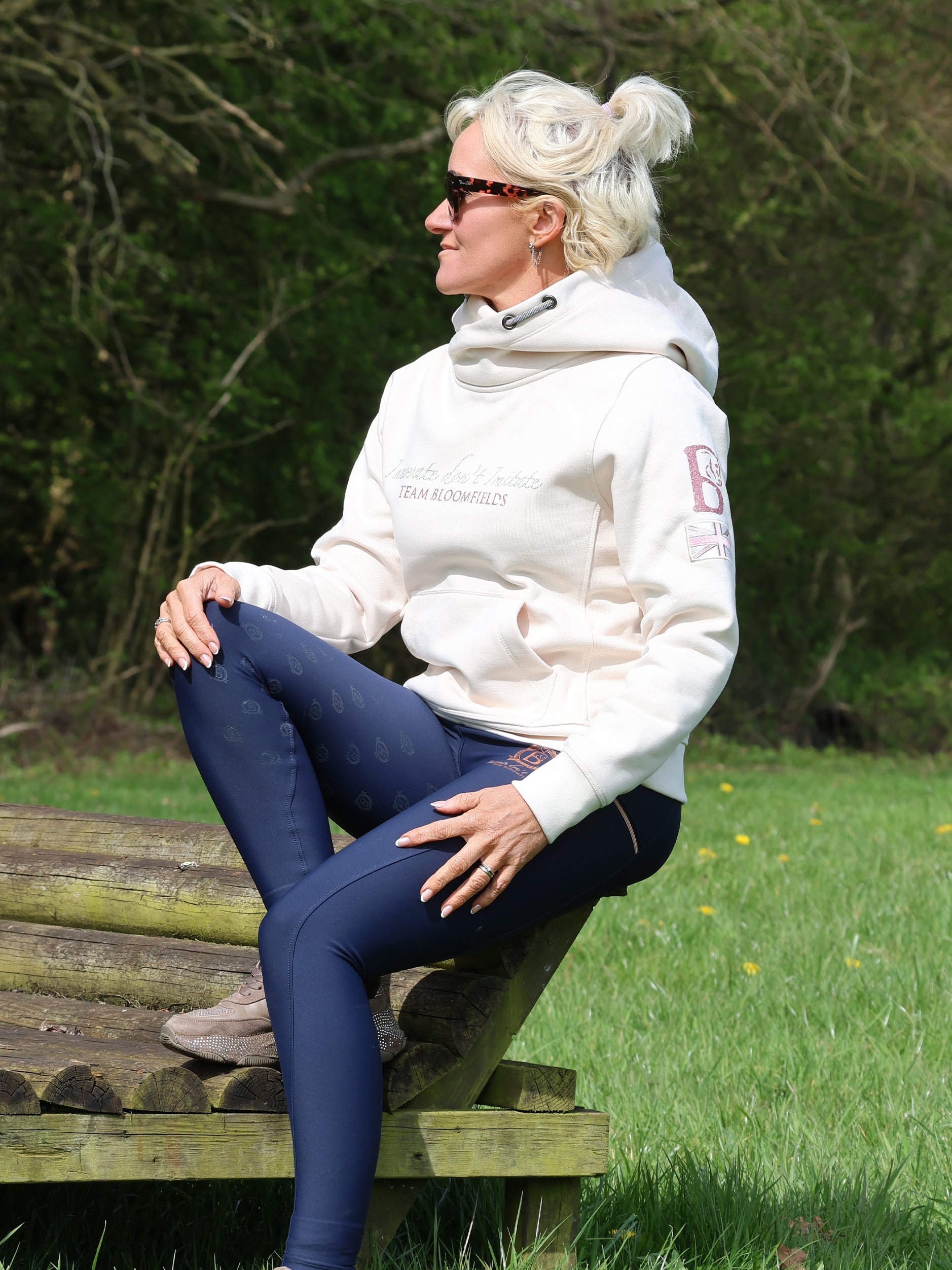 Amelia Winter White & Rhinestones Cross Necked  Hoodie