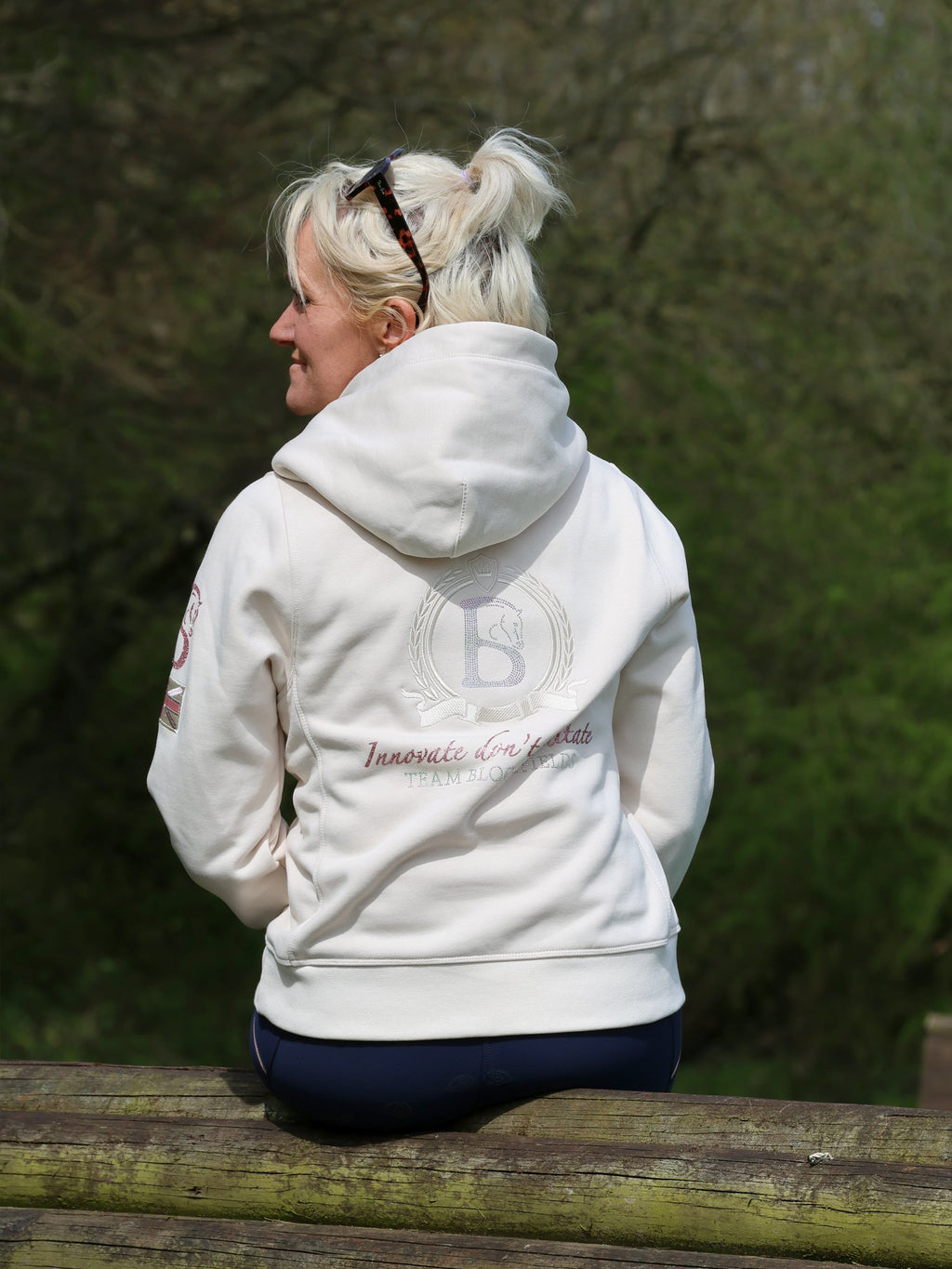 Amelia Winter White & Rhinestones Cross Necked  Hoodie