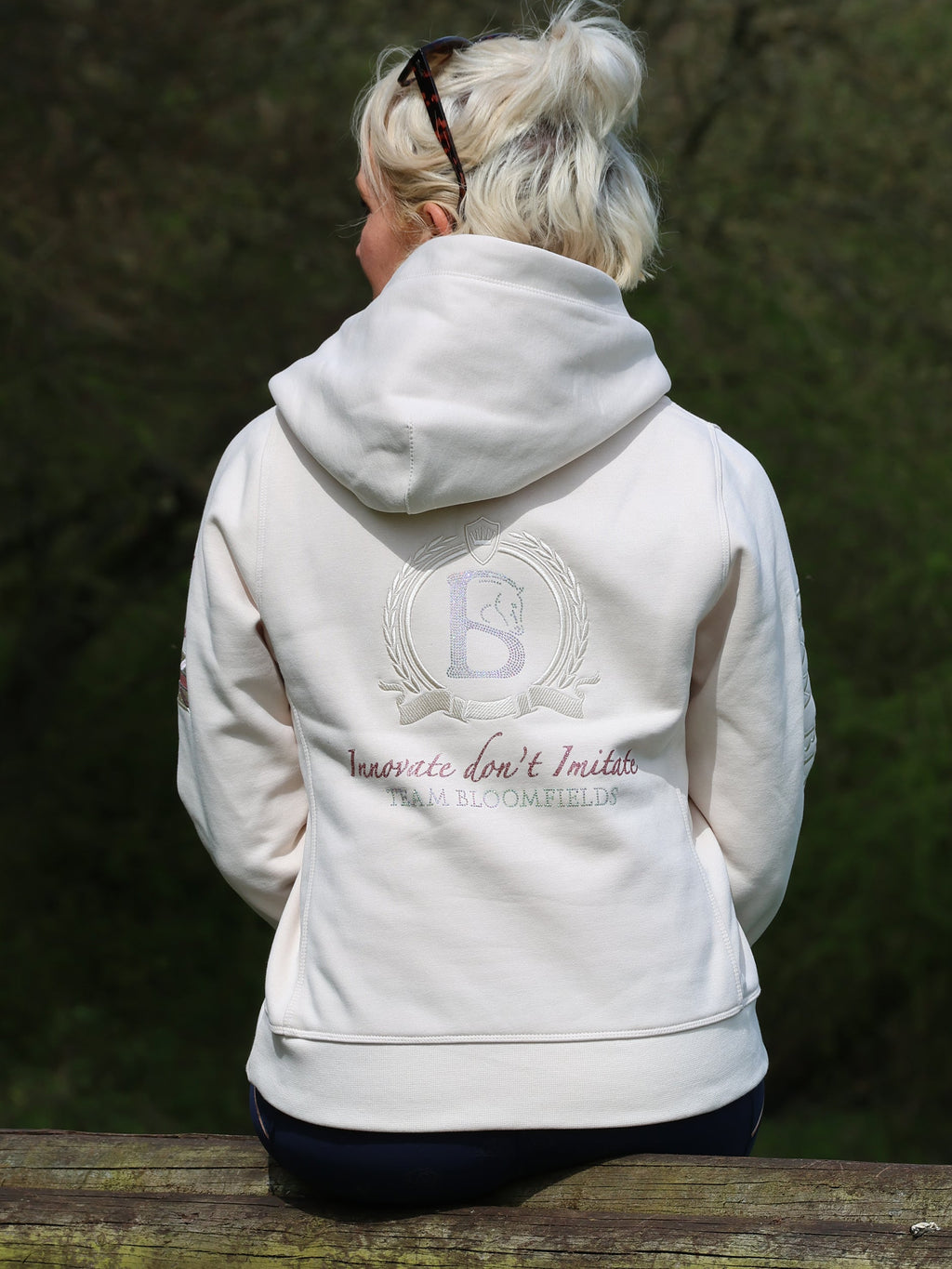 Amelia Winter White & Rhinestones Cross Necked  Hoodie