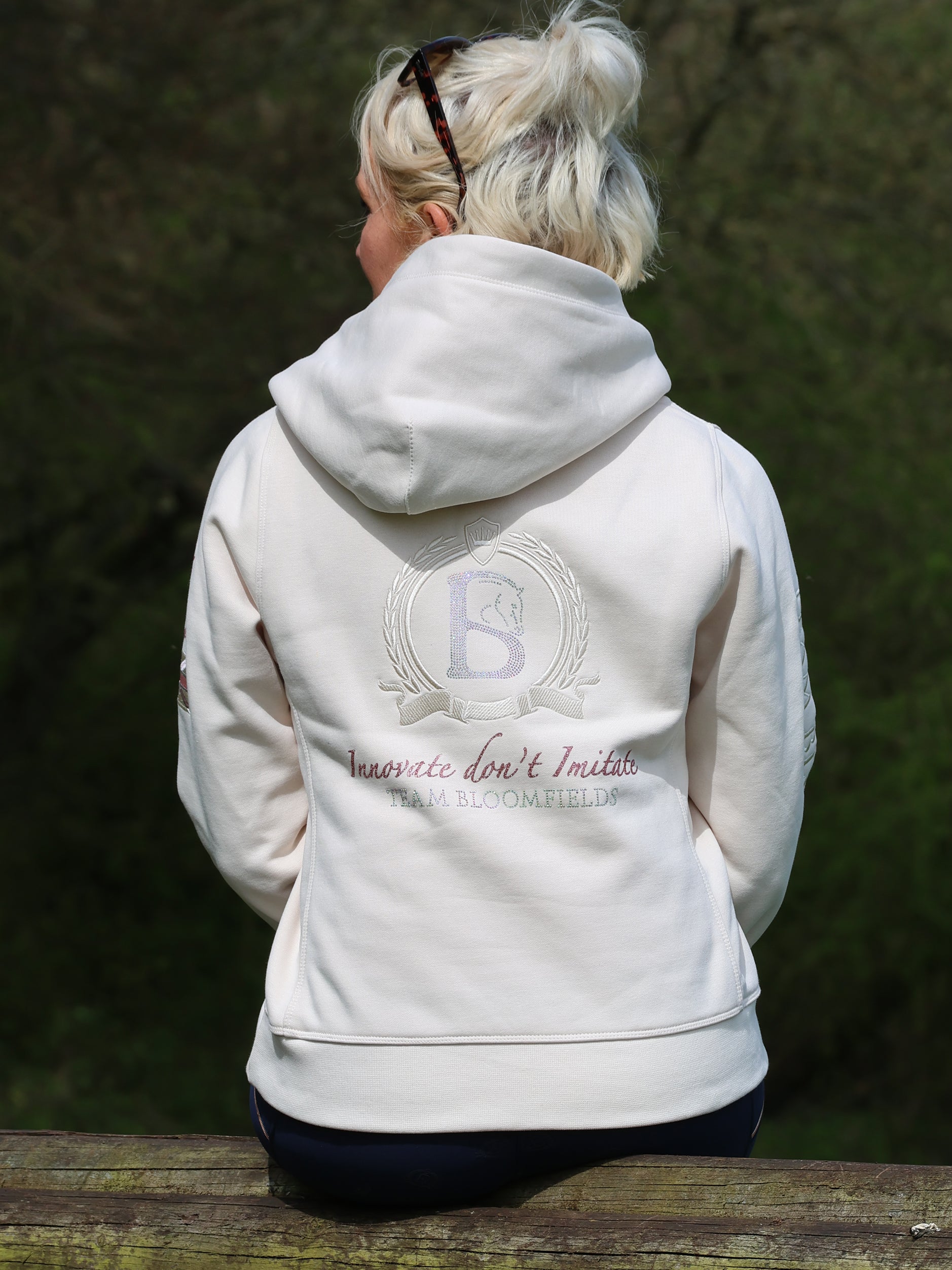 Amelia Winter White & Rhinestones Cross Necked  Hoodie