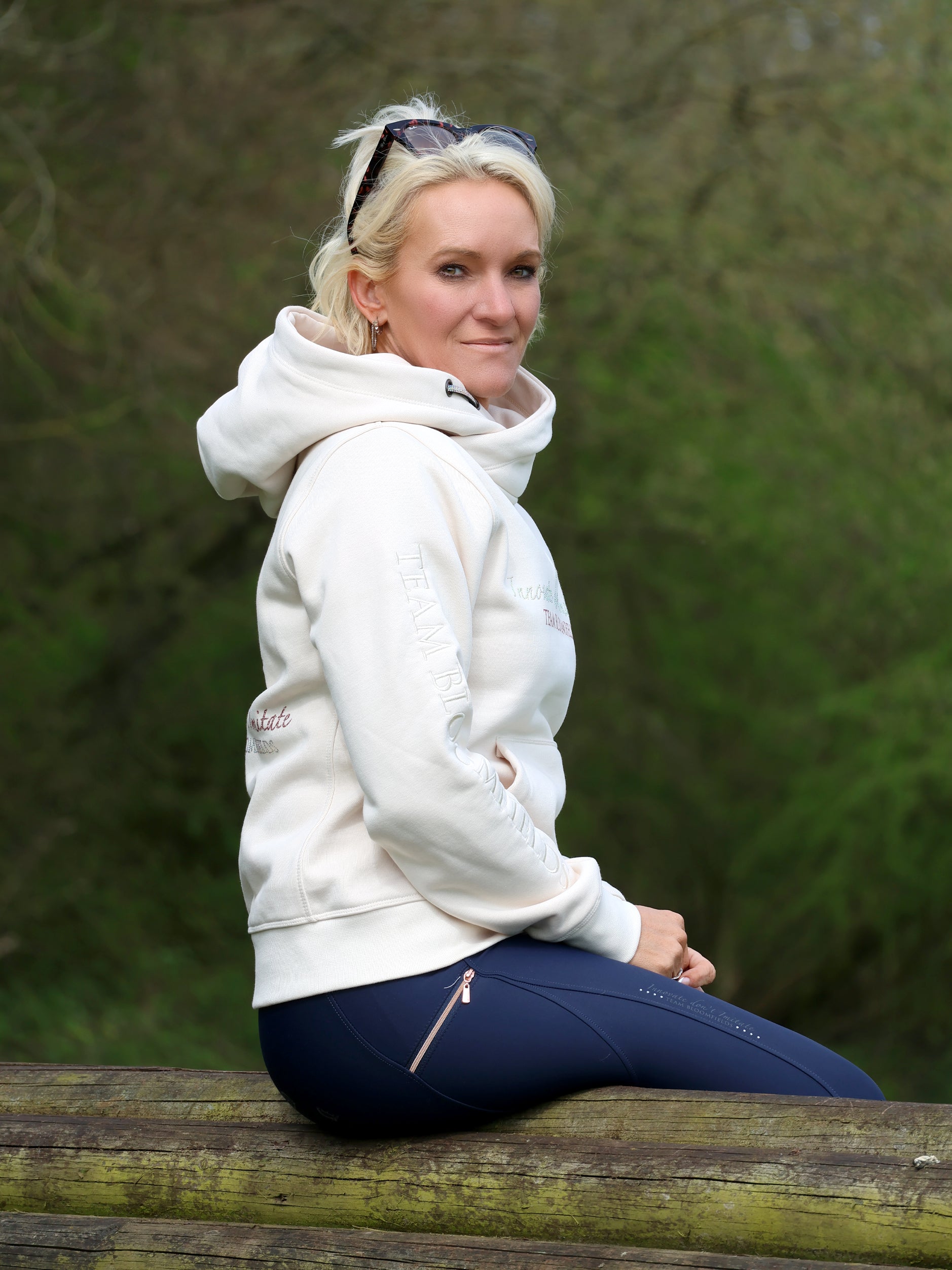 Amelia Winter White & Rhinestones Cross Necked  Hoodie