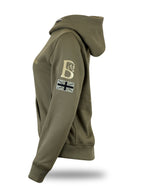Amelia Sage & Gold Cross Necked Hoodie