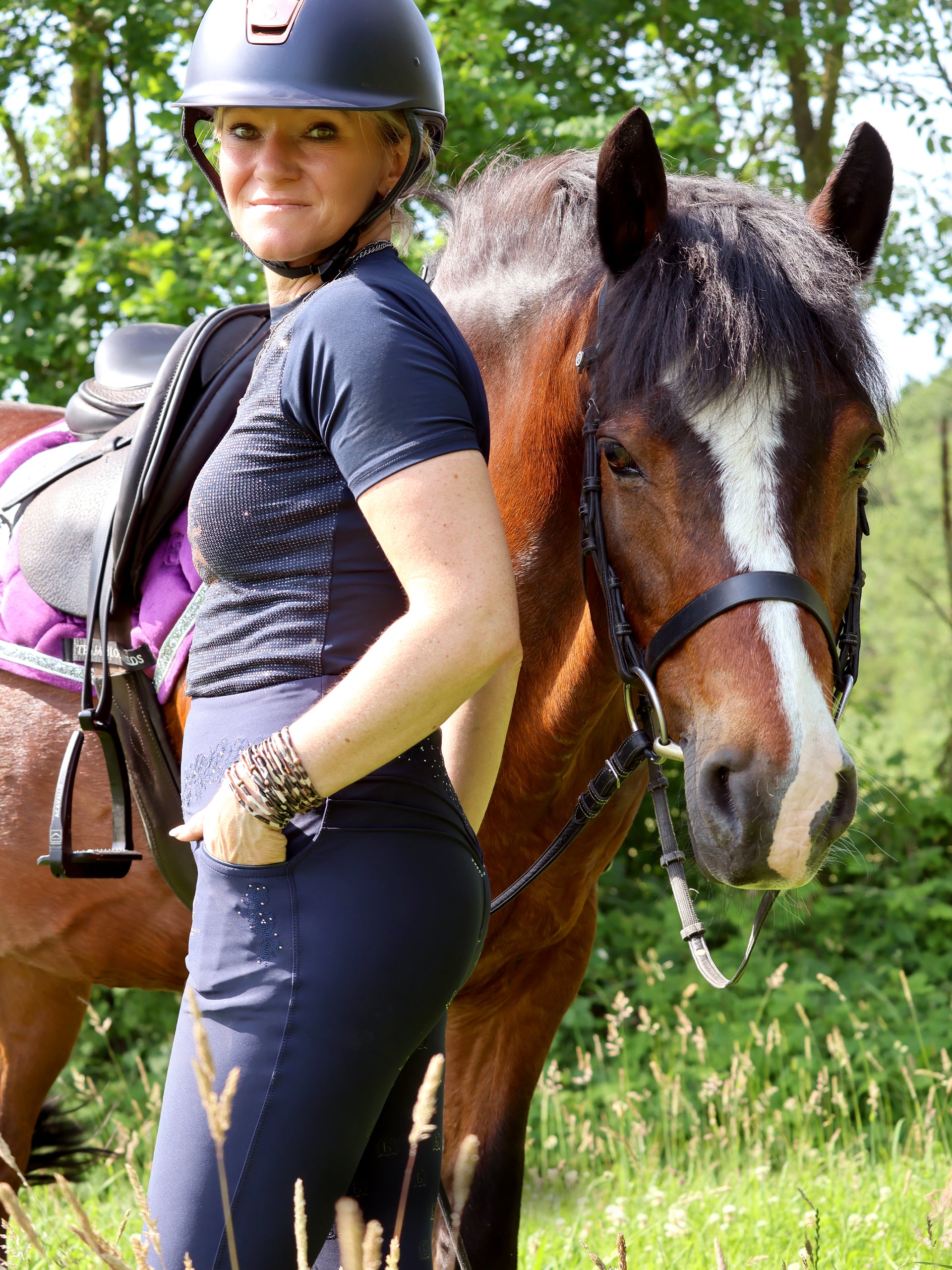 Navy Anemone Leggings