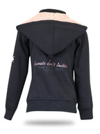 Kids Arabella Black & Rose Gold Double Collar Fitted Zip Hoodie